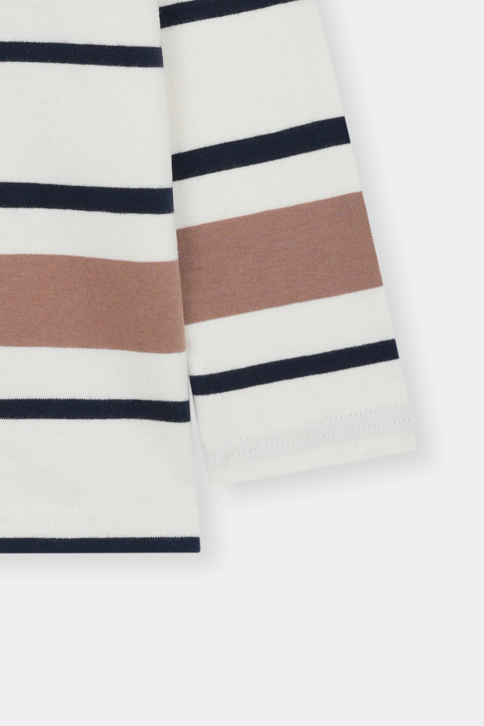 Striped Long-Sleeve Polo Shirt with Letter Patch