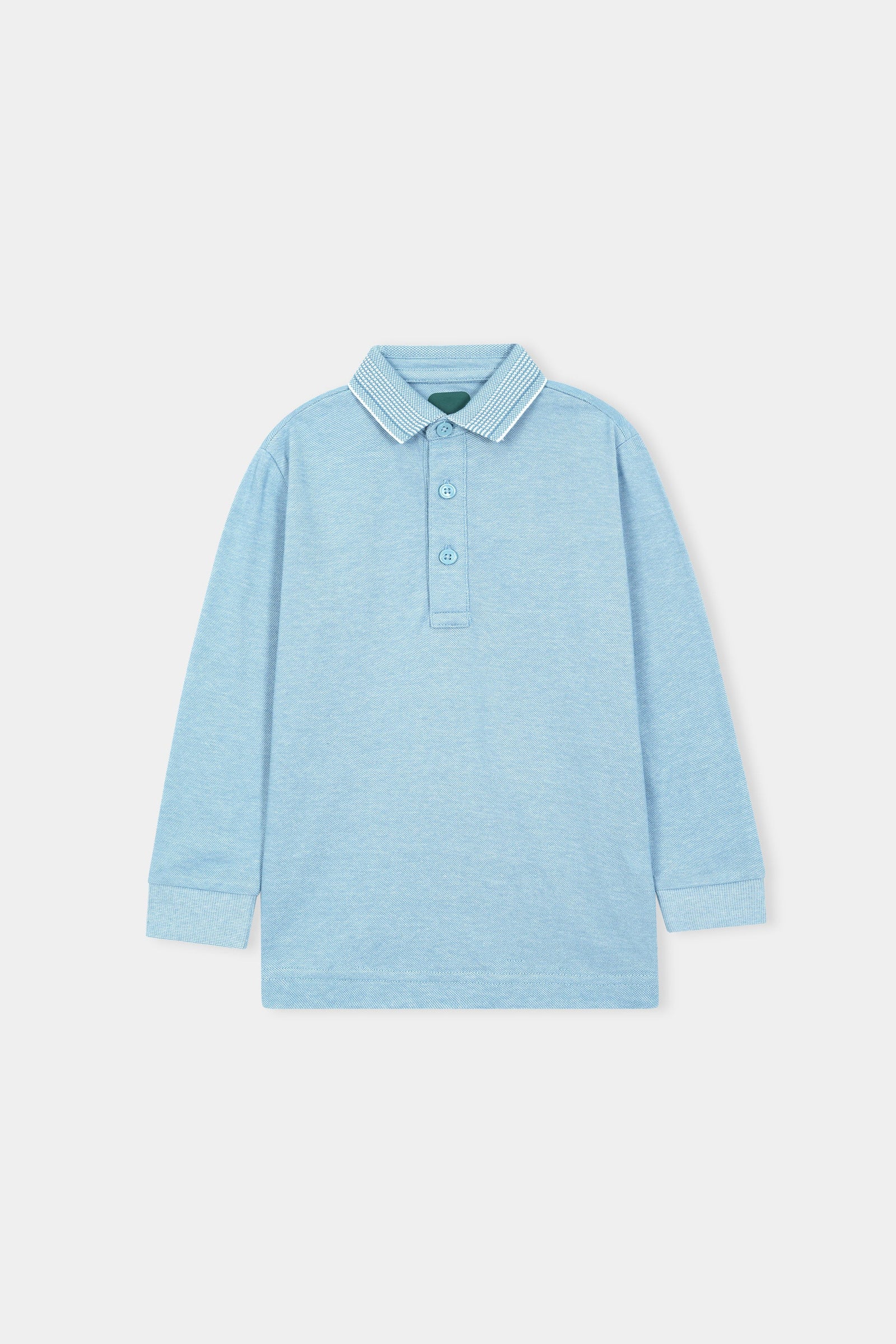 Classic Cotton Long Sleeve Polo – Sky Blue