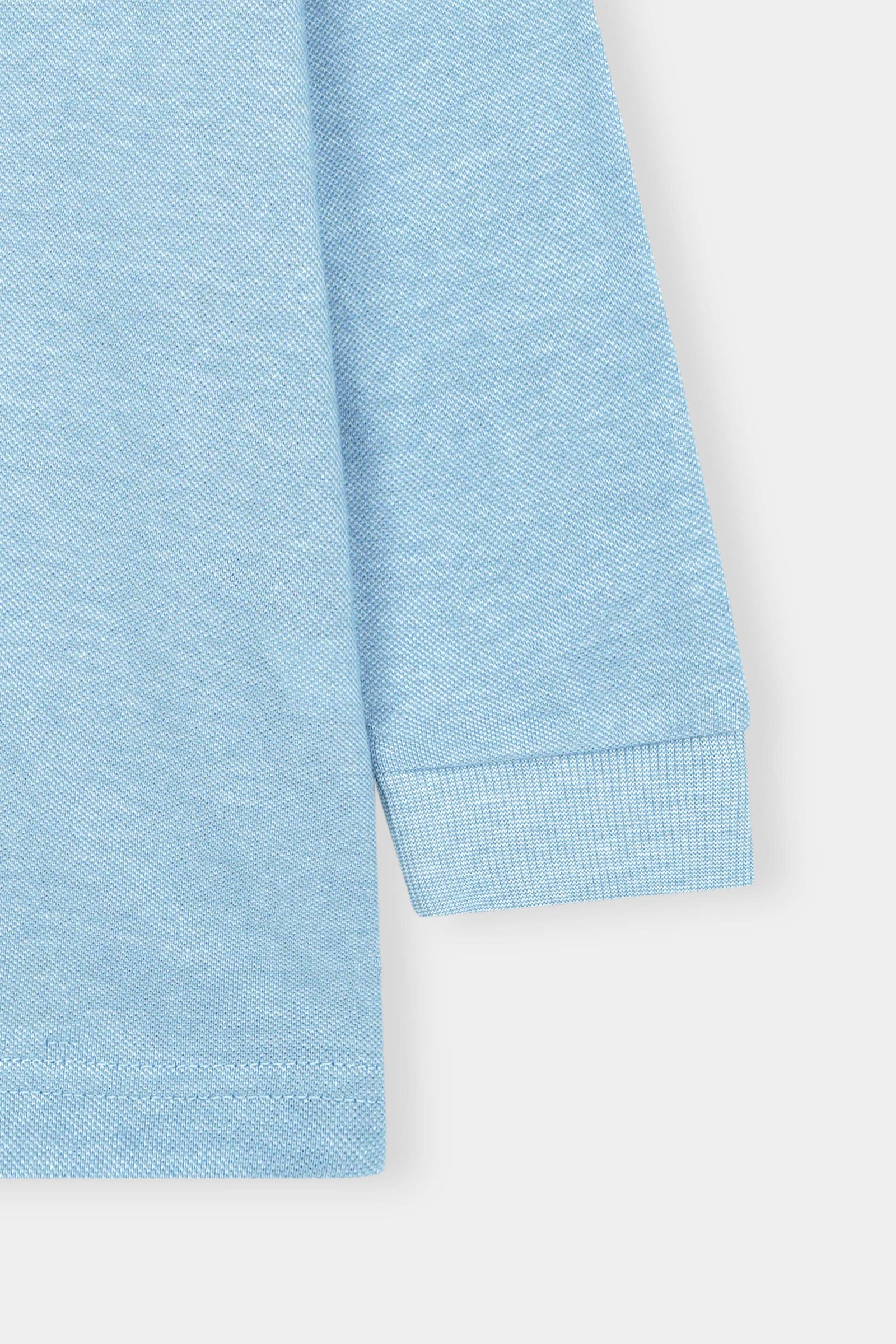 Classic Cotton Long Sleeve Polo – Sky Blue