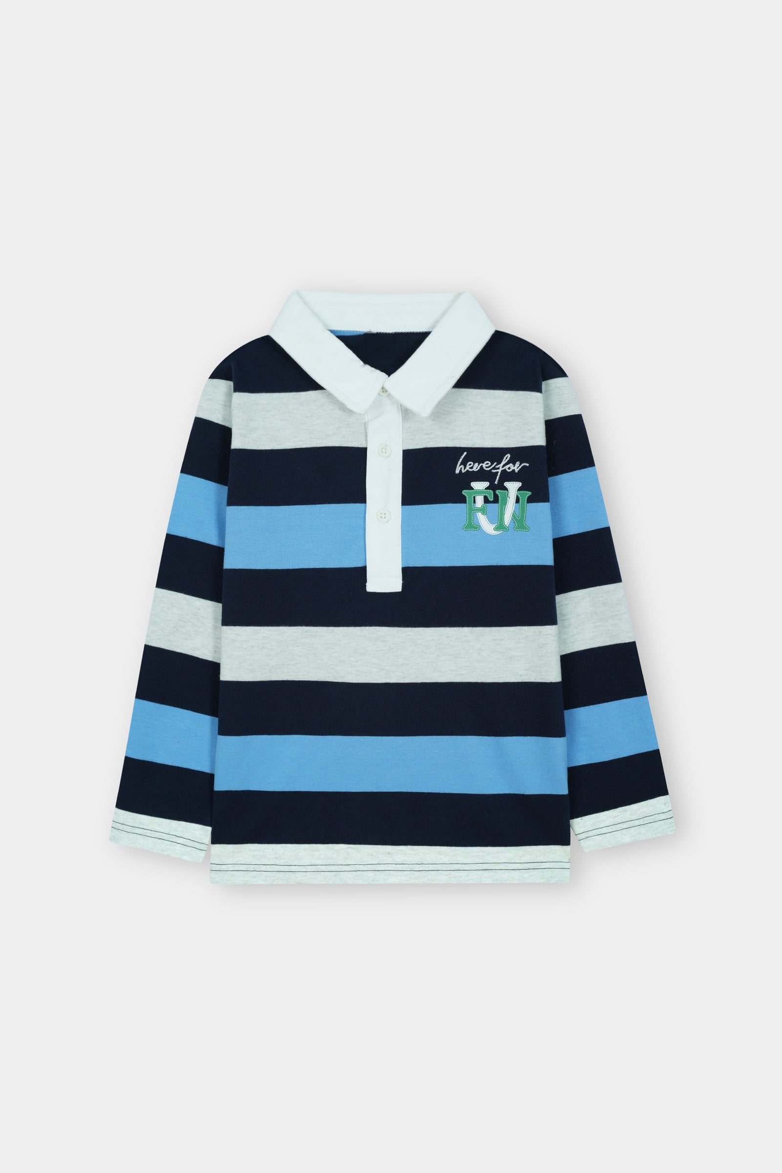 Here for Fun Striped Polo Tee