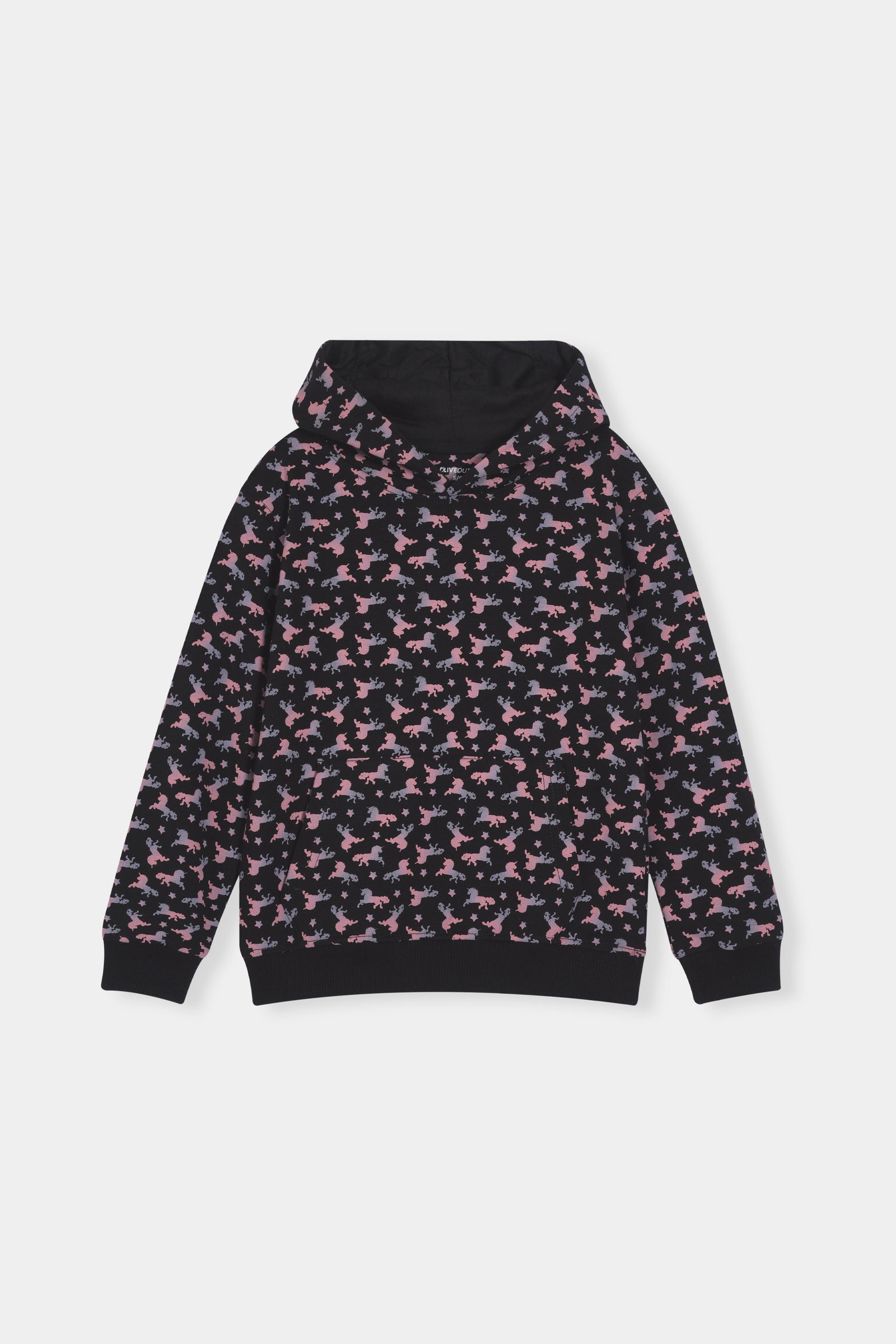 Boys Unicorn Print Hoodie & Joggers Set – Black & Pink