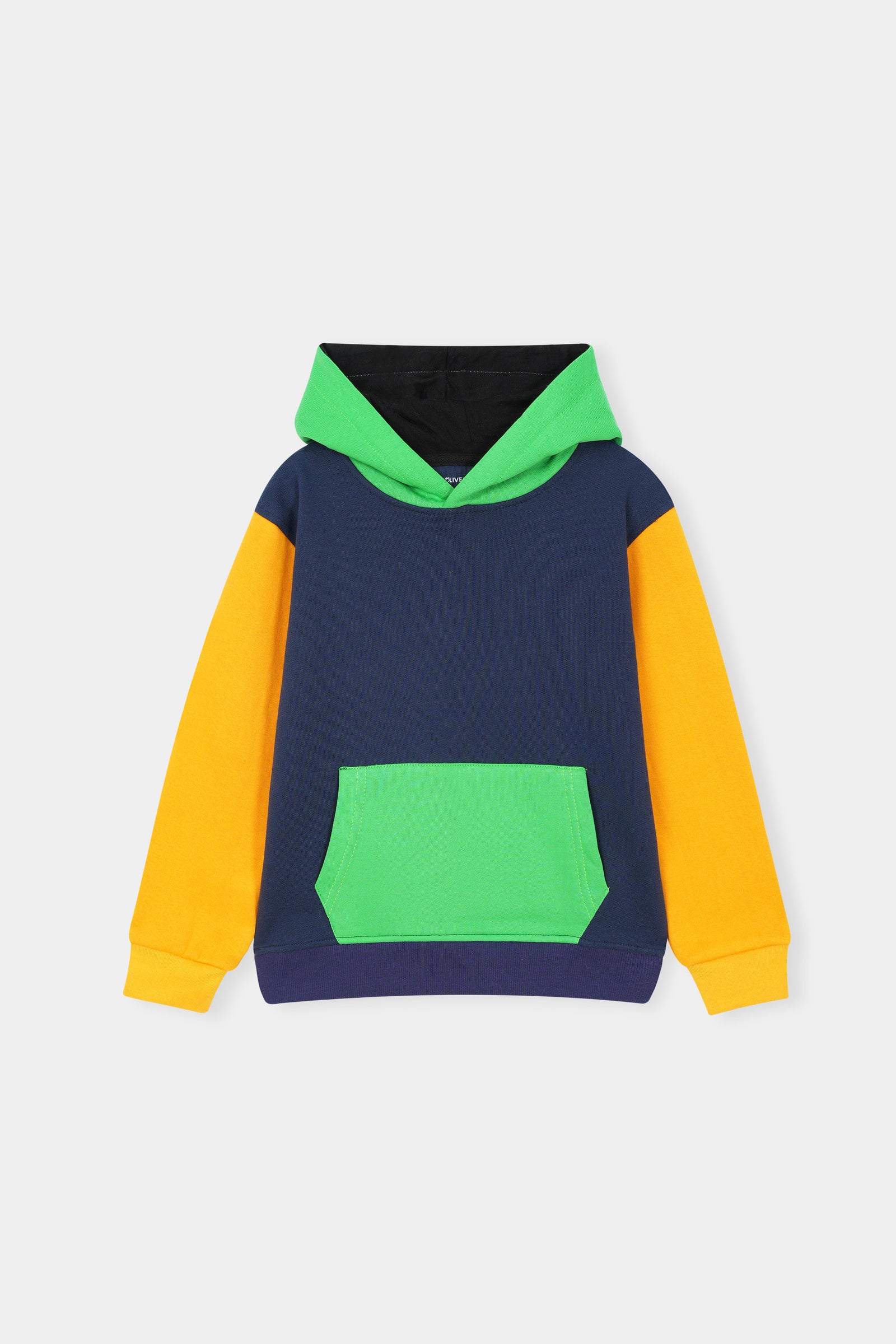 Vibrant Colorblock' Hoodie Set – Navy, Yellow & Green Pop