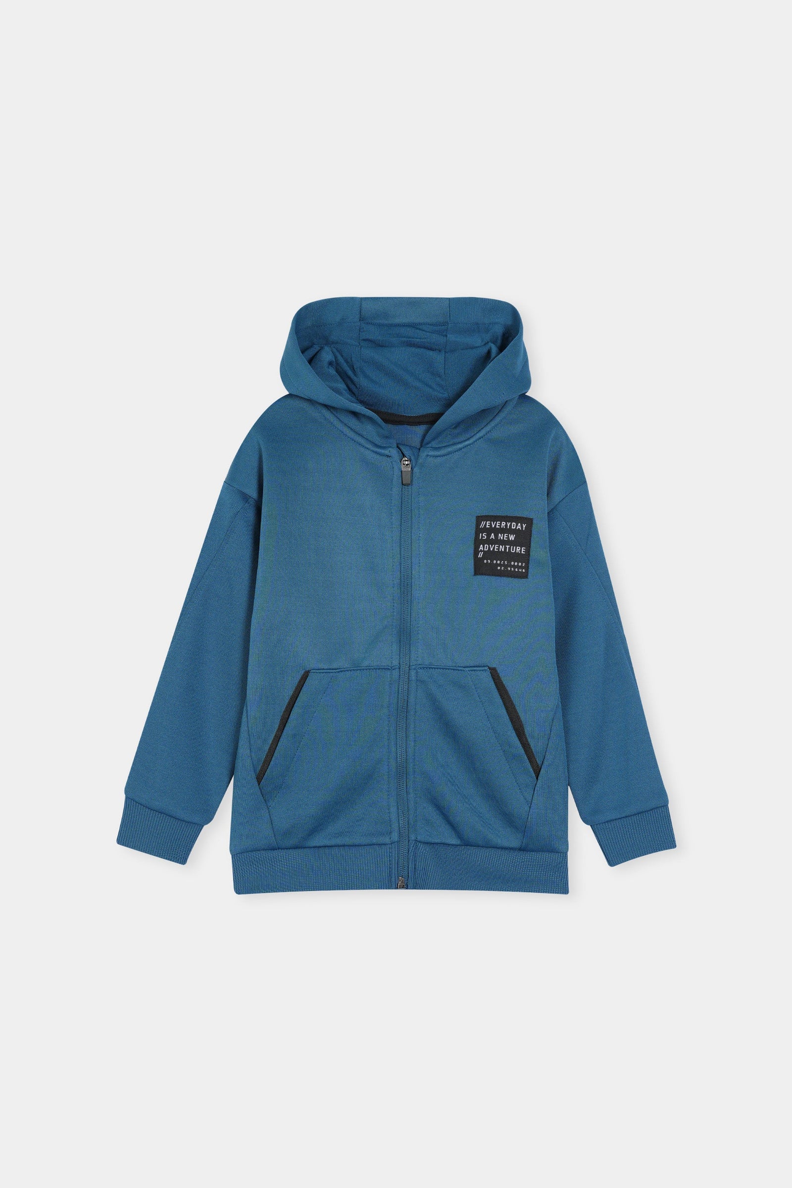 Teal Zip-Up Hoodie and Joggers Set with Motivational Print