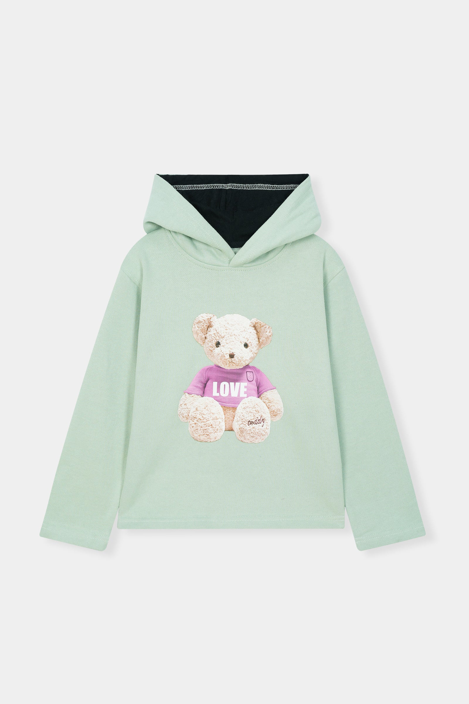 Minty Bear Love ' Hoodie Set – Soft Green with Teddy Print