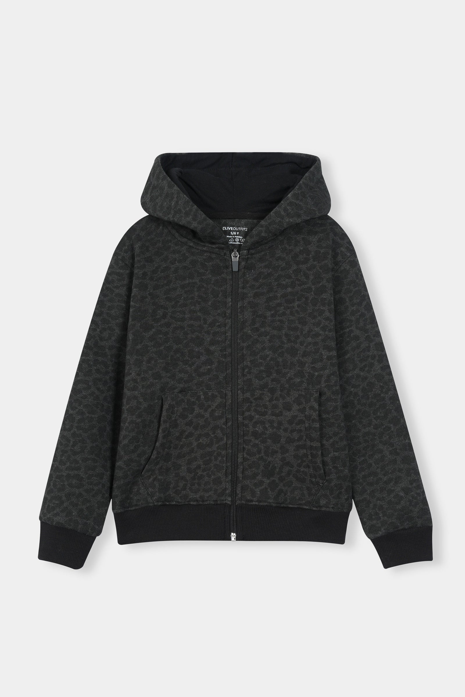 Boys Black Leopard Print Hoodie & Jogger Set