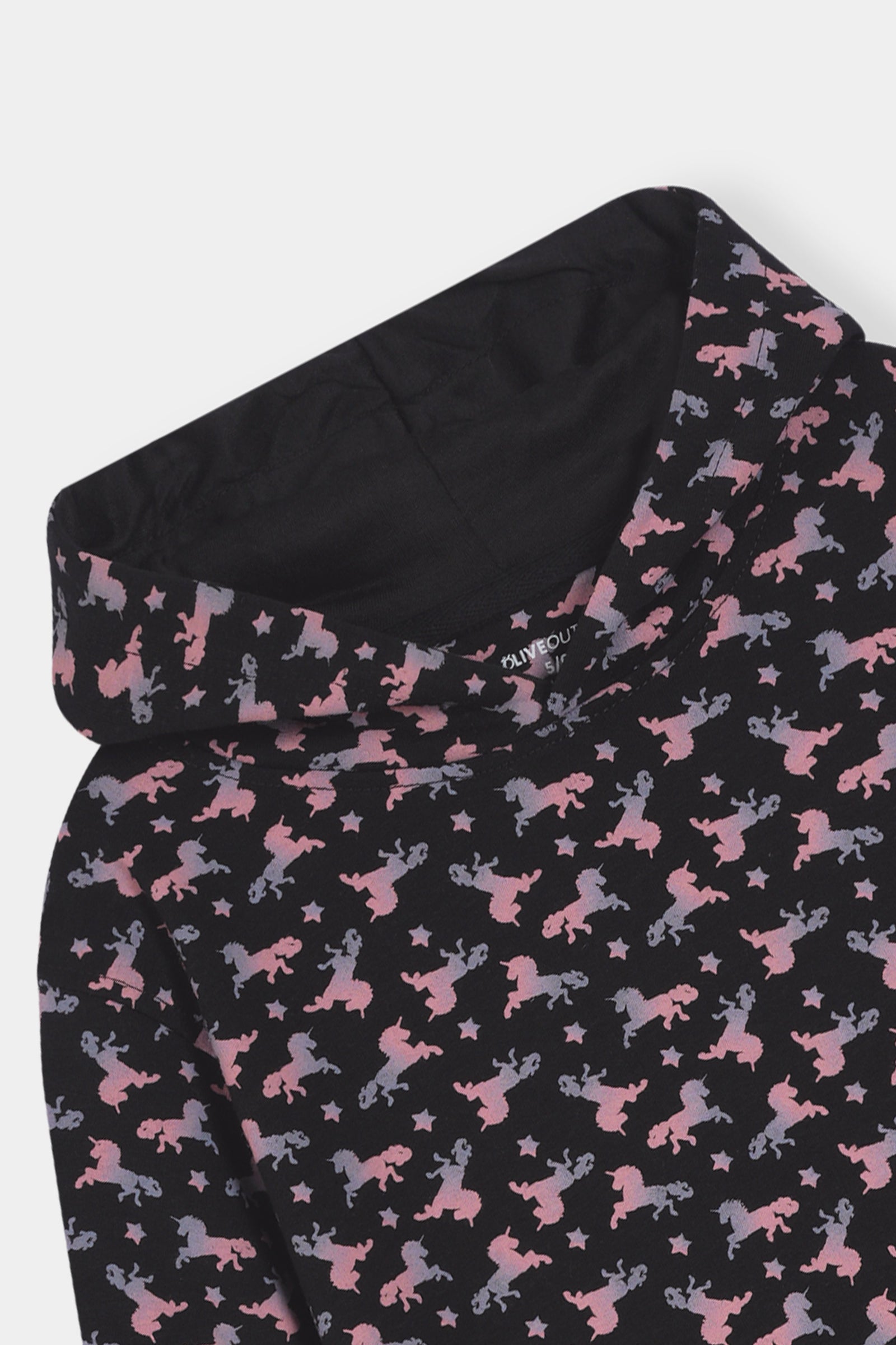 Boys Unicorn Print Hoodie & Joggers Set – Black & Pink