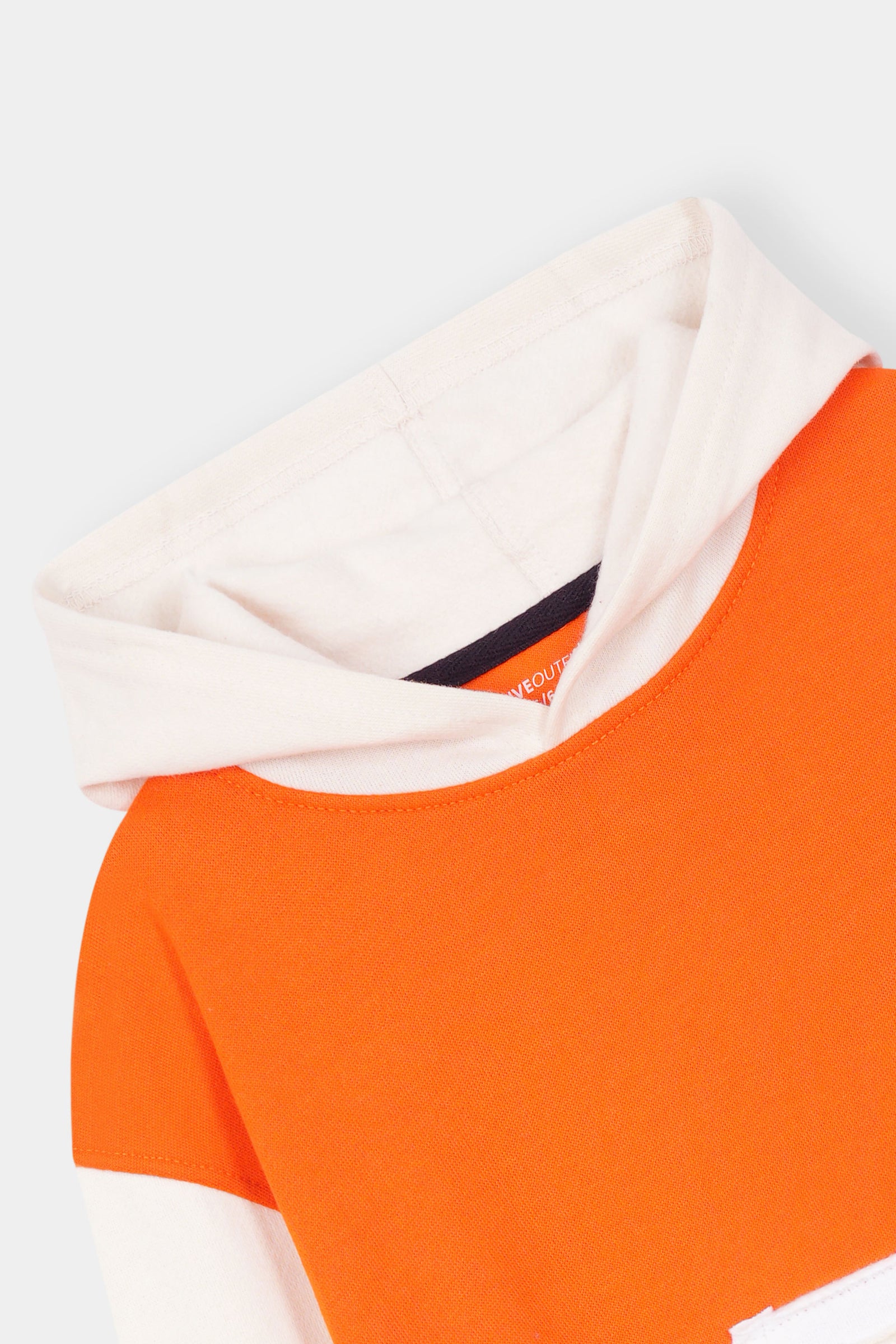 Bold & Bright Colorblock Hoodie Set – Orange & White Drop Shoulder