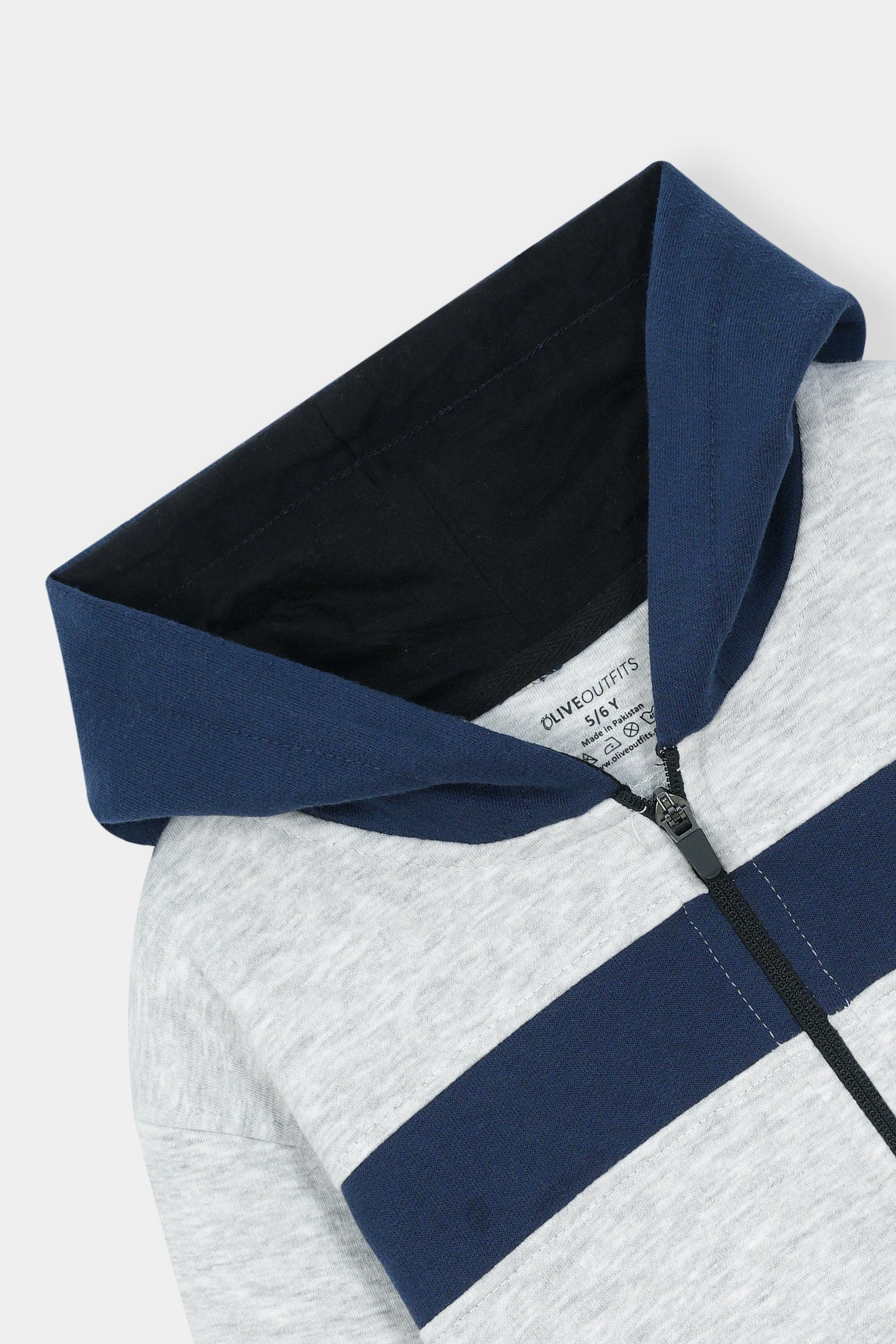 Sporty Stripes Boys' Zip-Up Tracksuit – Heather Grey with Navy & Orange Accents