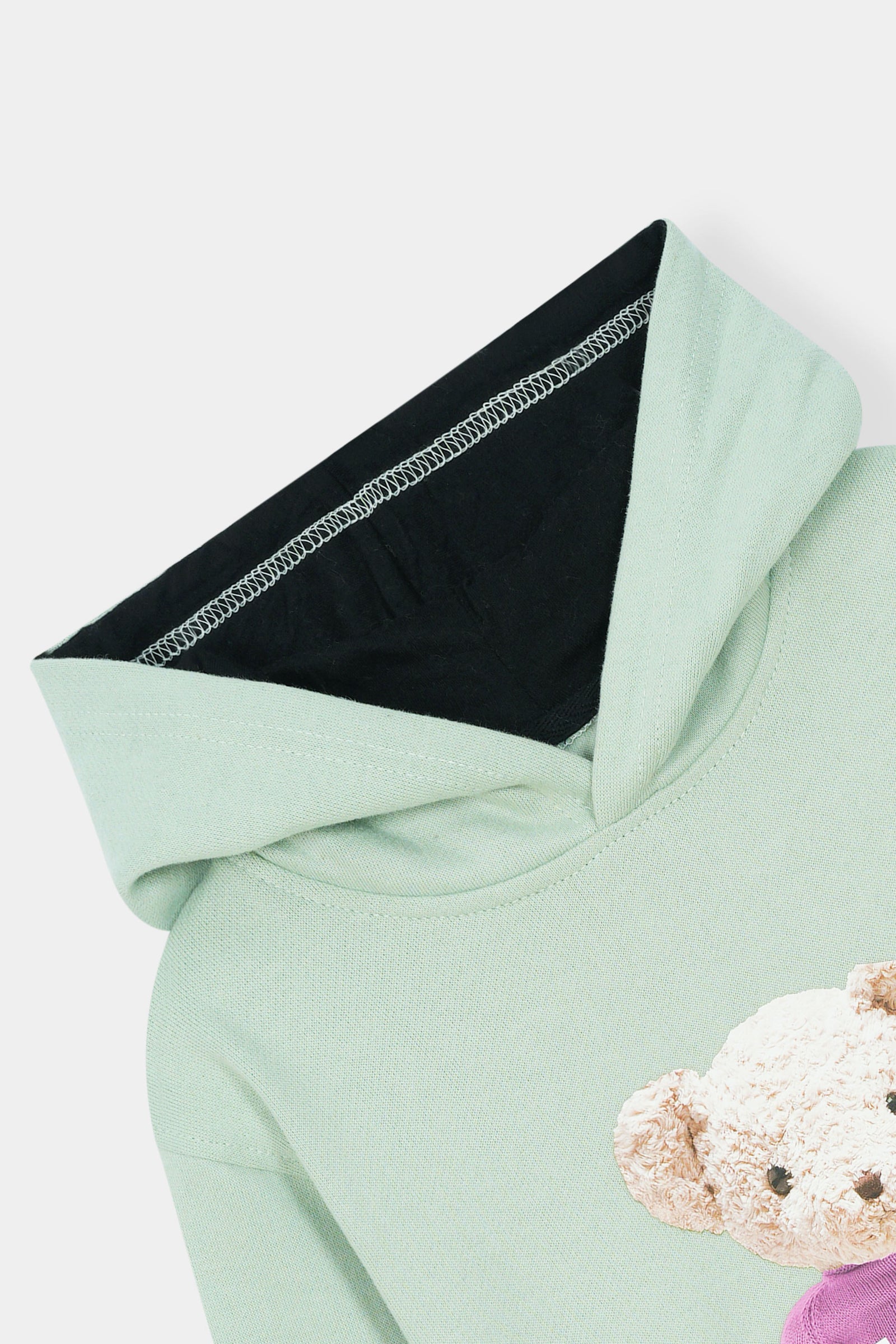 Minty Bear Love ' Hoodie Set – Soft Green with Teddy Print