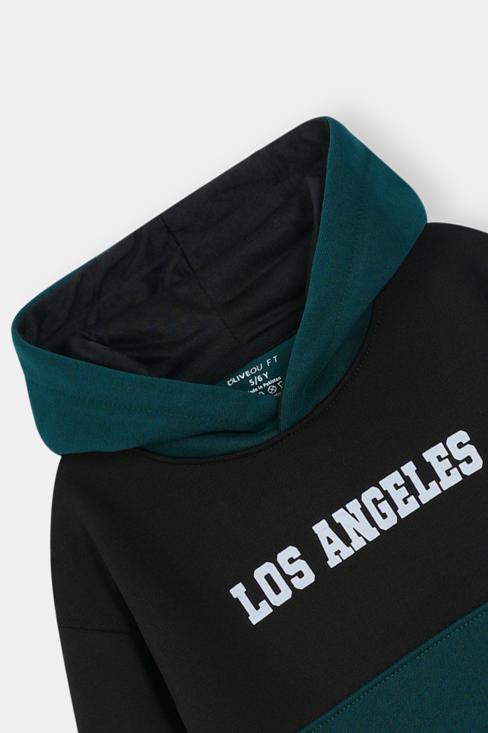 Boys Los Angeles Colorblock Hoodie & Jogger Set – Teal & Black