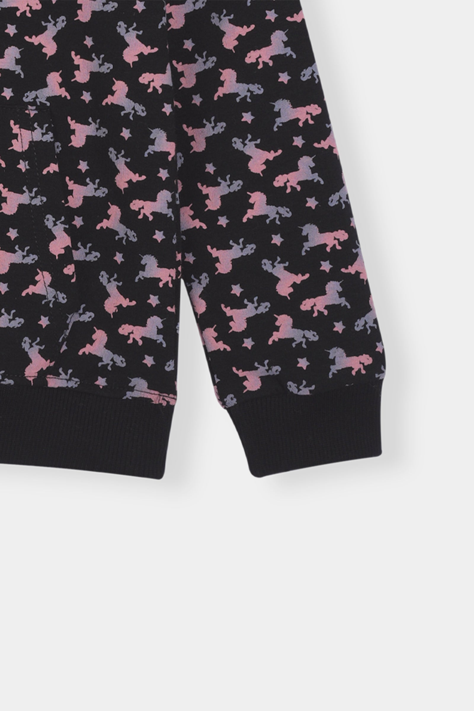 Boys Unicorn Print Hoodie & Joggers Set – Black & Pink