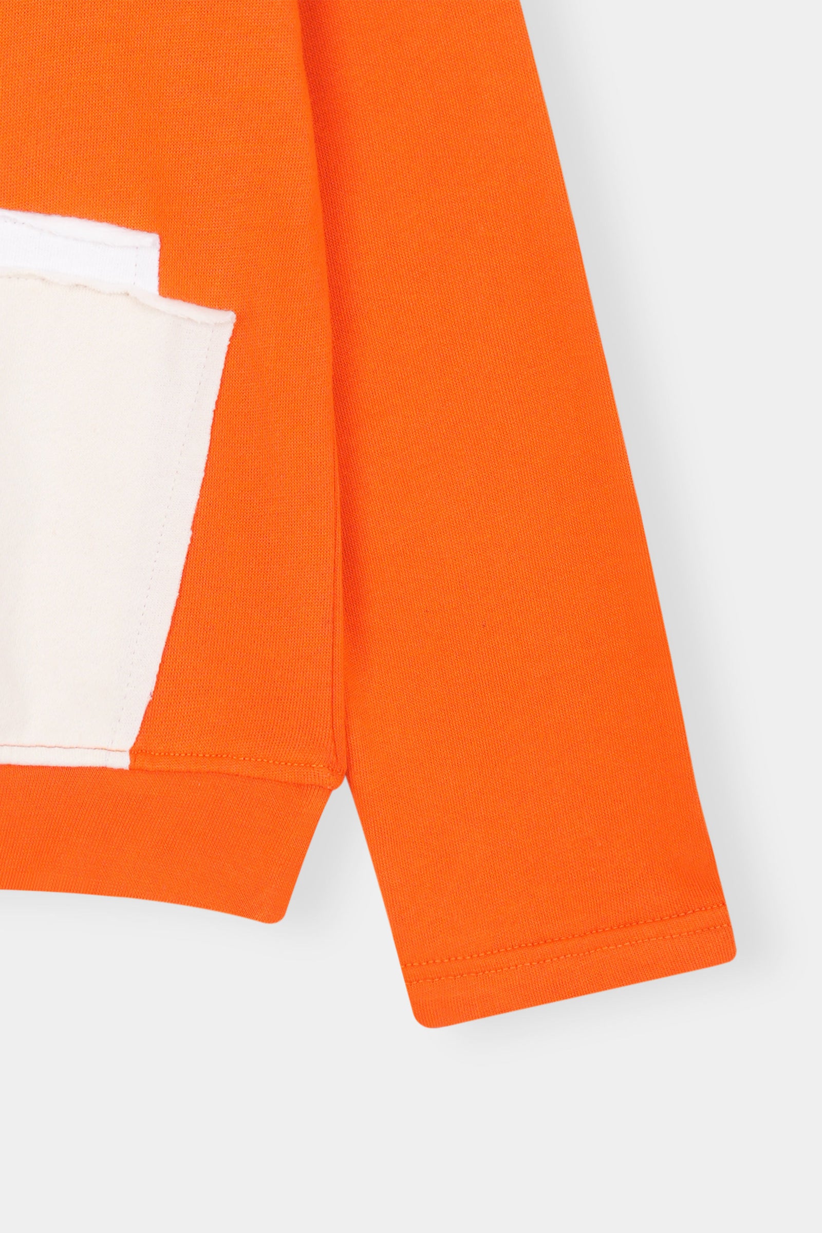 Bold & Bright Colorblock Hoodie Set – Orange & White