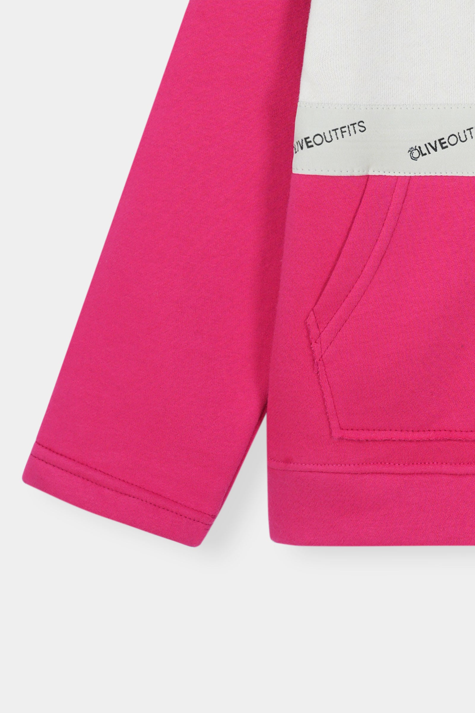 Bold Pink & White Colorblock Hoodie Set – Playful Street Style