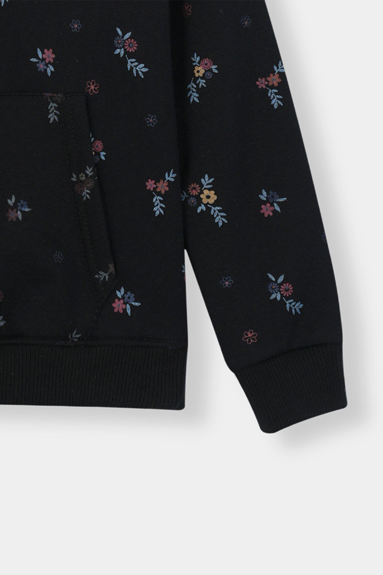 Boys Cozy Floral Black Hoodie and Jogger Set