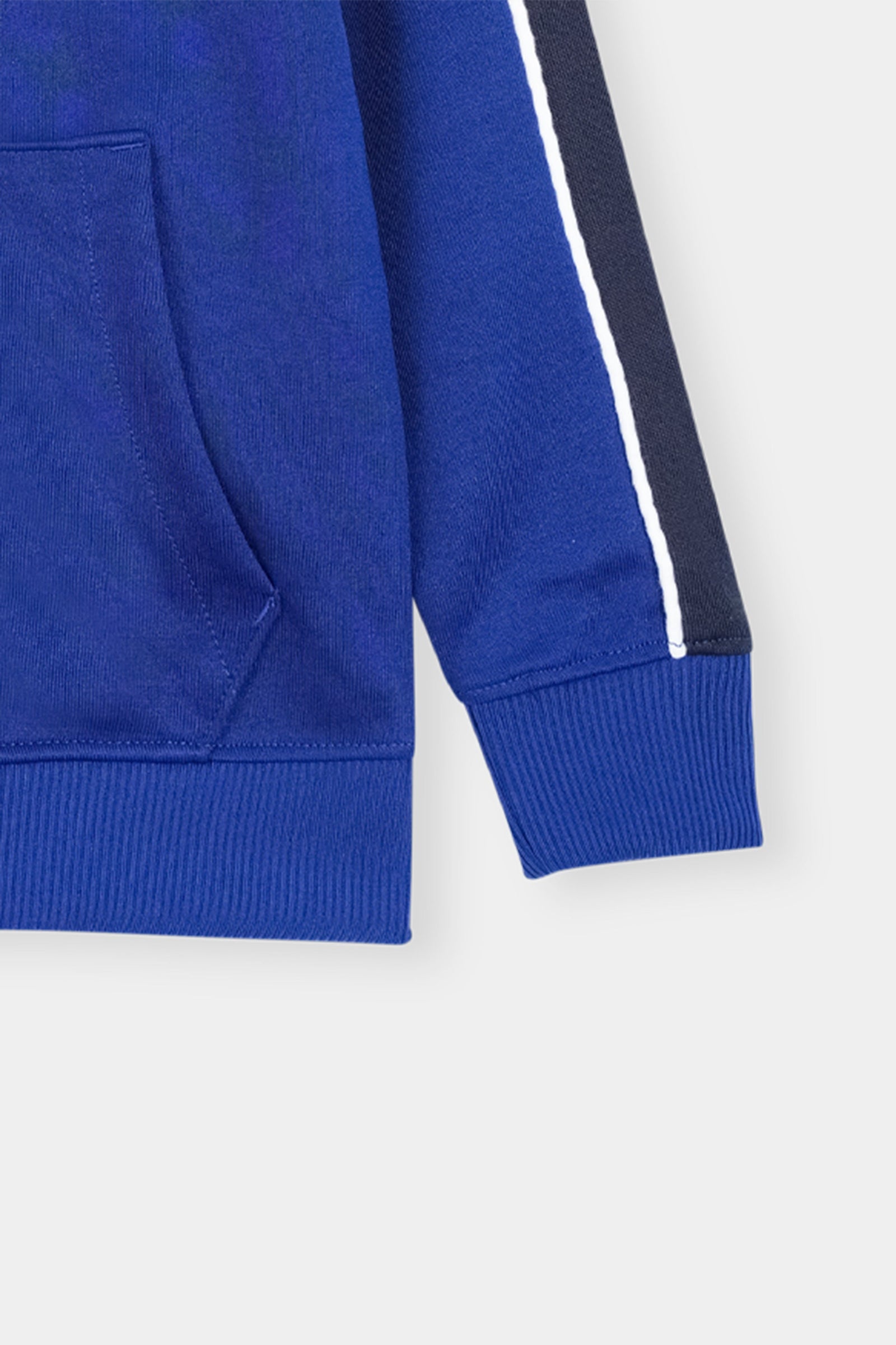 Blue and Navy Hooded Tracksuit Set with Zip-Up Jacket and Joggers