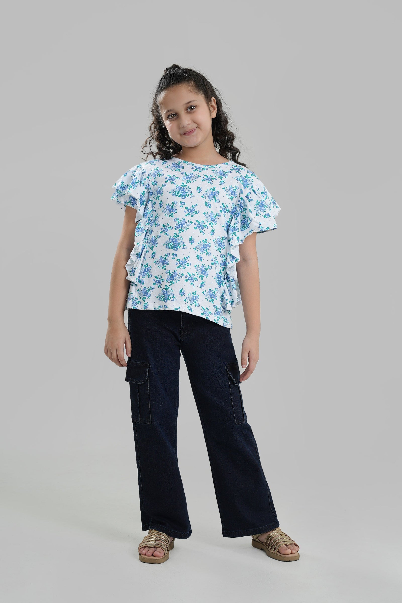 All Over Print Frilled Top