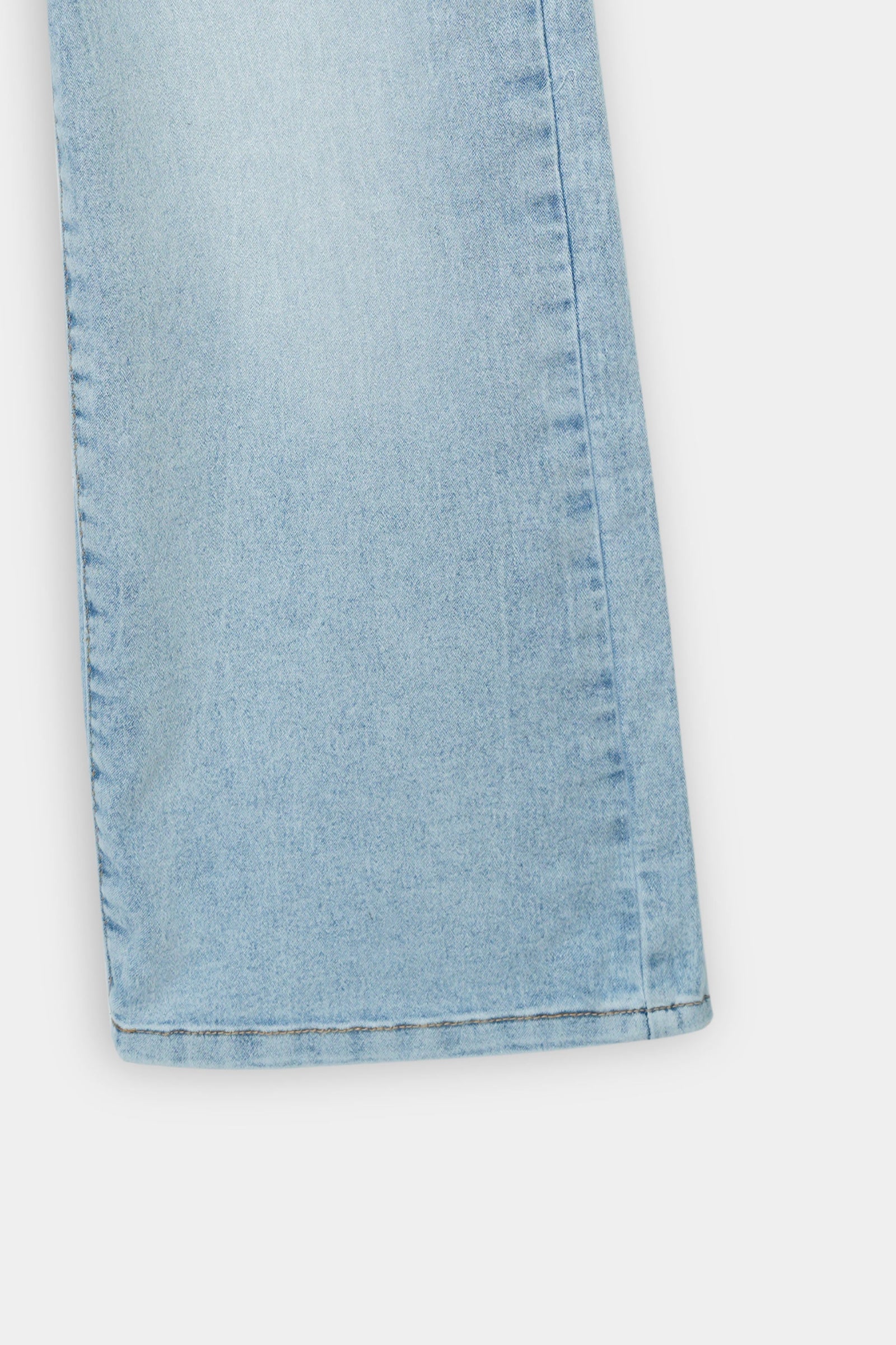 Soft Blue Wide-Leg Stretch Denim Jeans for Girls