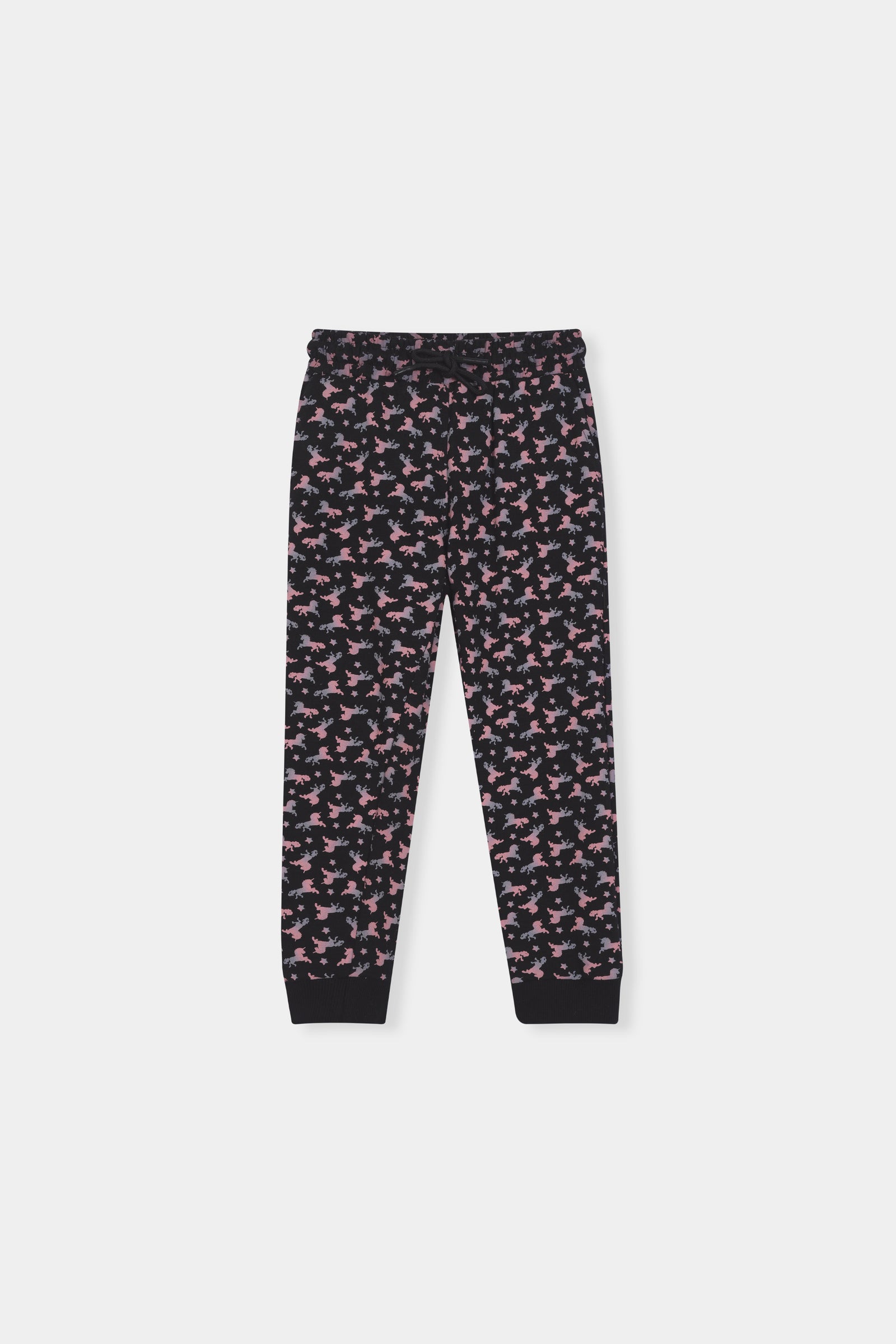 Boys Unicorn Print Hoodie & Joggers Set – Black & Pink