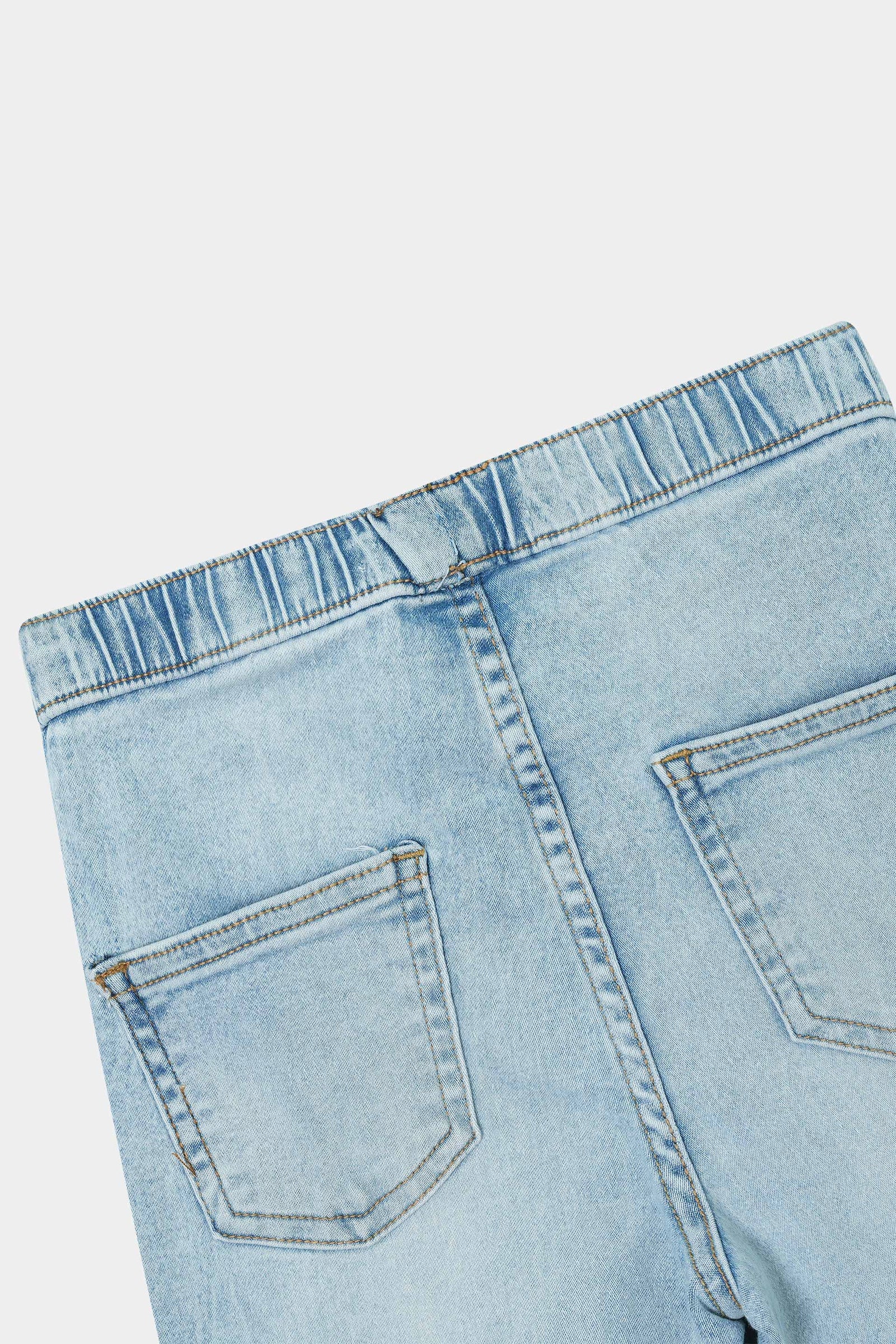 Soft Blue Wide-Leg Stretch Denim Jeans for Girls