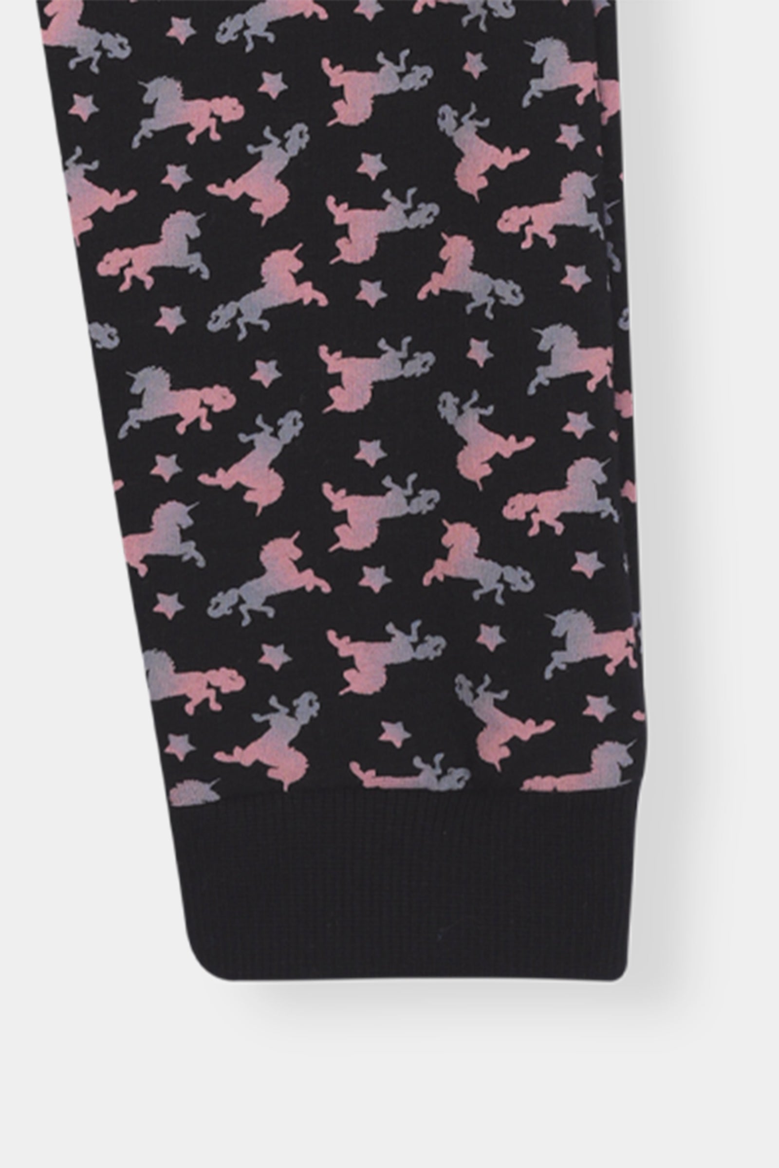 Boys Unicorn Print Hoodie & Joggers Set – Black & Pink
