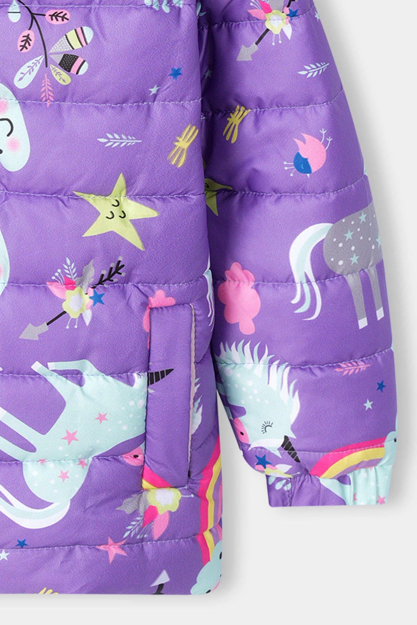 Girls Unicorn Print Puffer Jacket