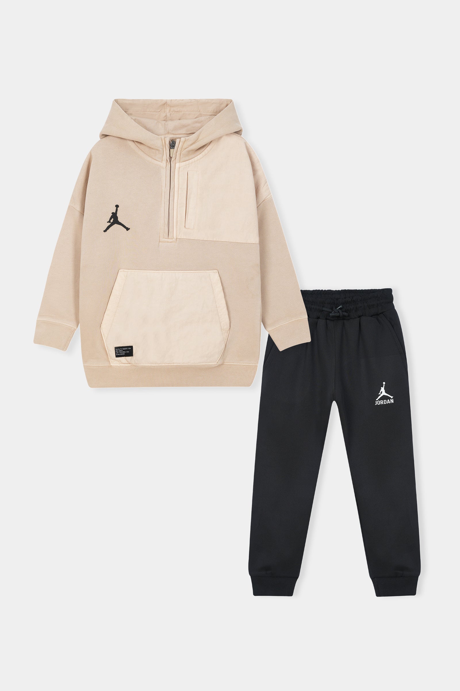 Jordan Essentials Hoodie & Jogger Set – Beige & Black