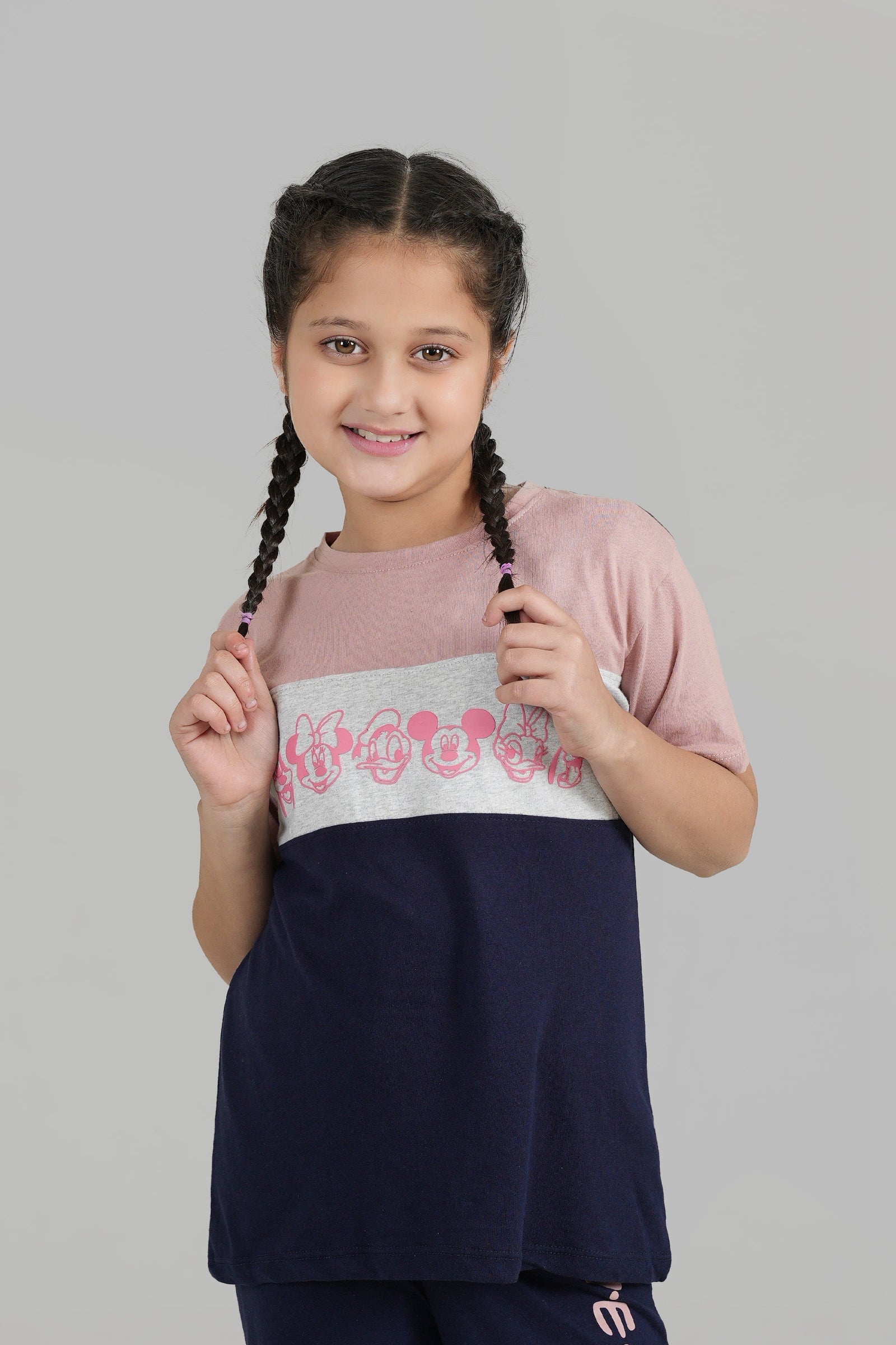 Girls Color Block Printed Soft Cotton Suit