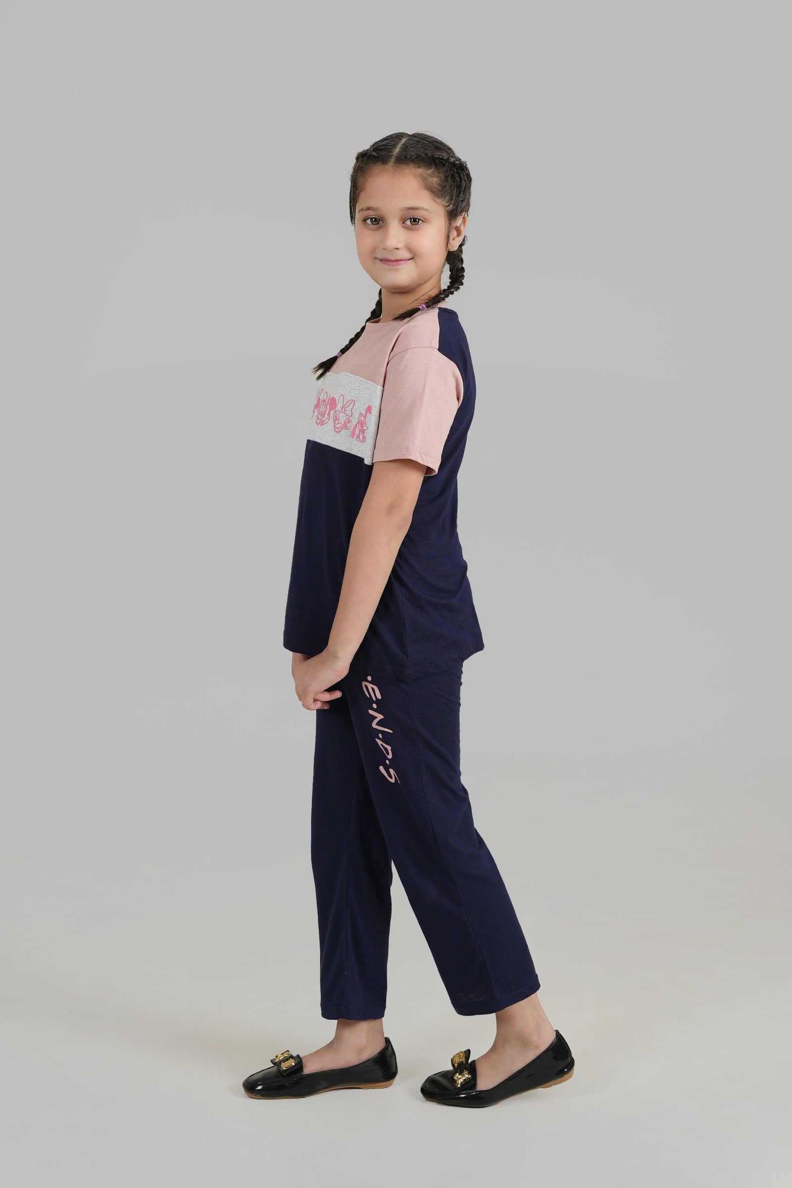 Girls Color Block Printed Soft Cotton Suit