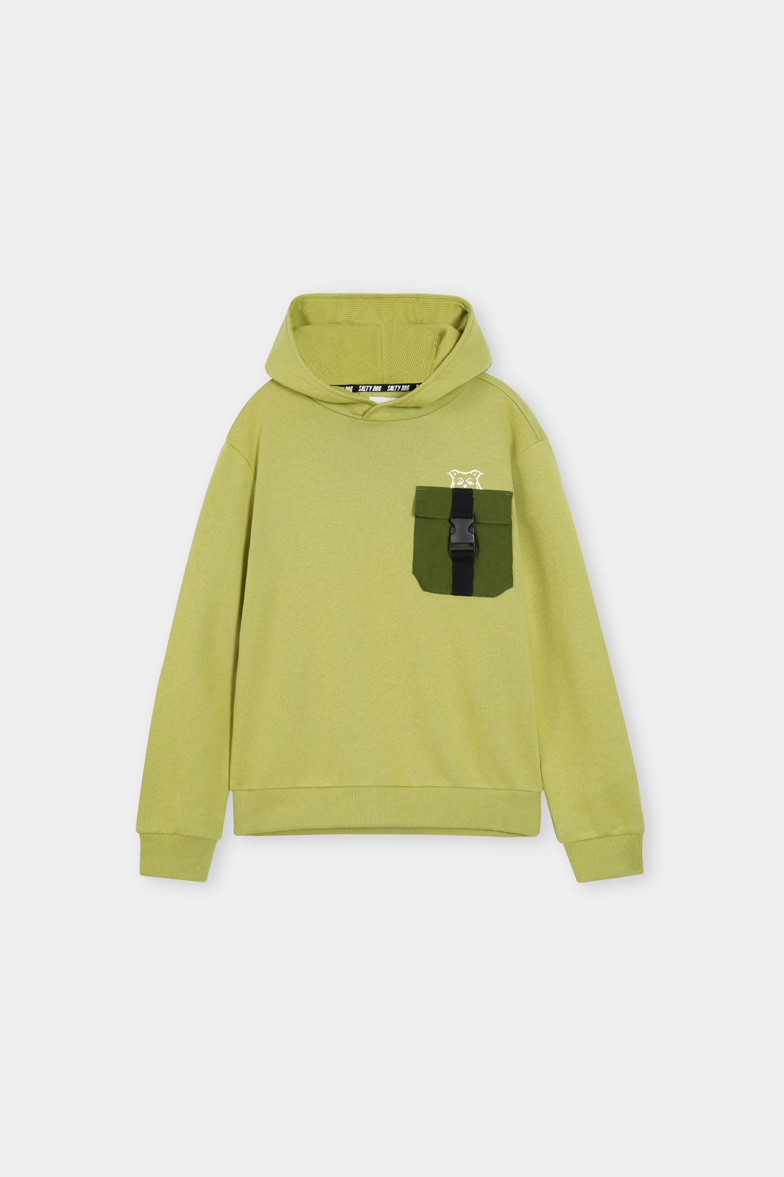 Boys Lime Green Utility Pocket Hoodie For Boys