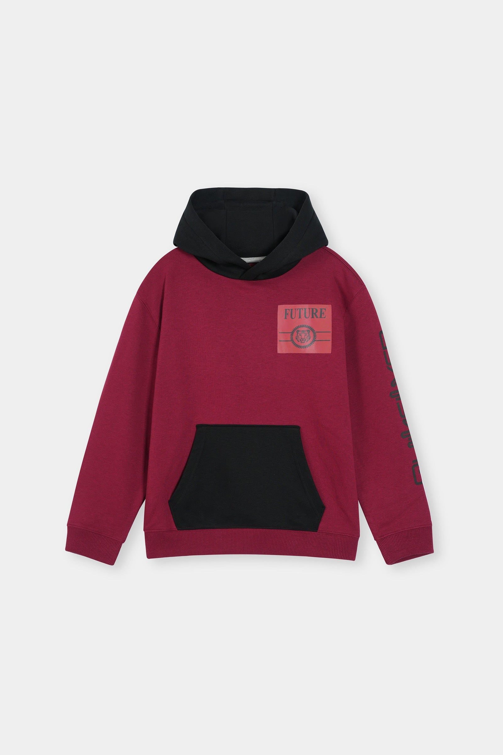 Future Ready Maroon & Black Hoodie For Kids