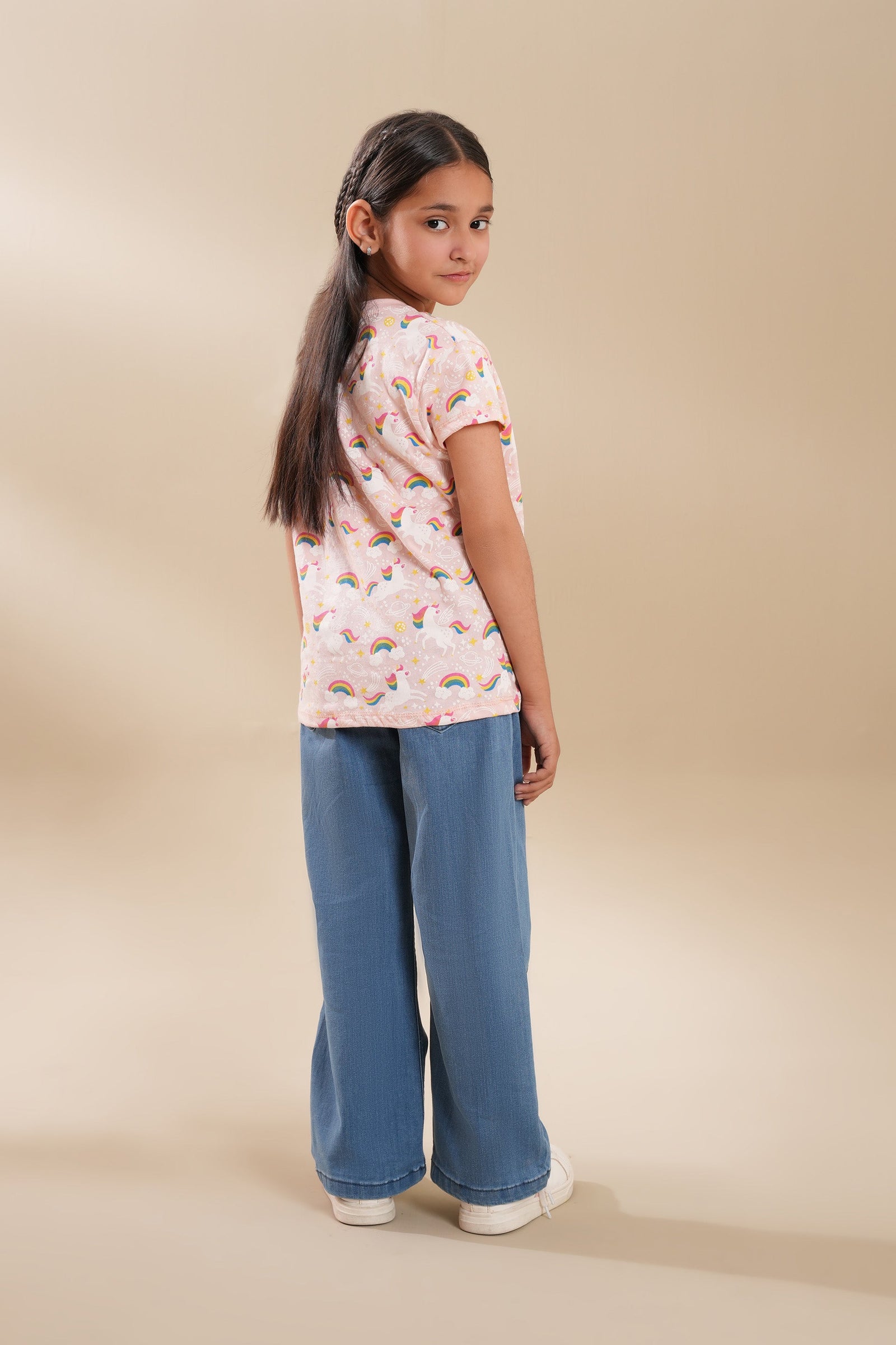 Girls Soft Cotton allover Unicorn Print T Shirt