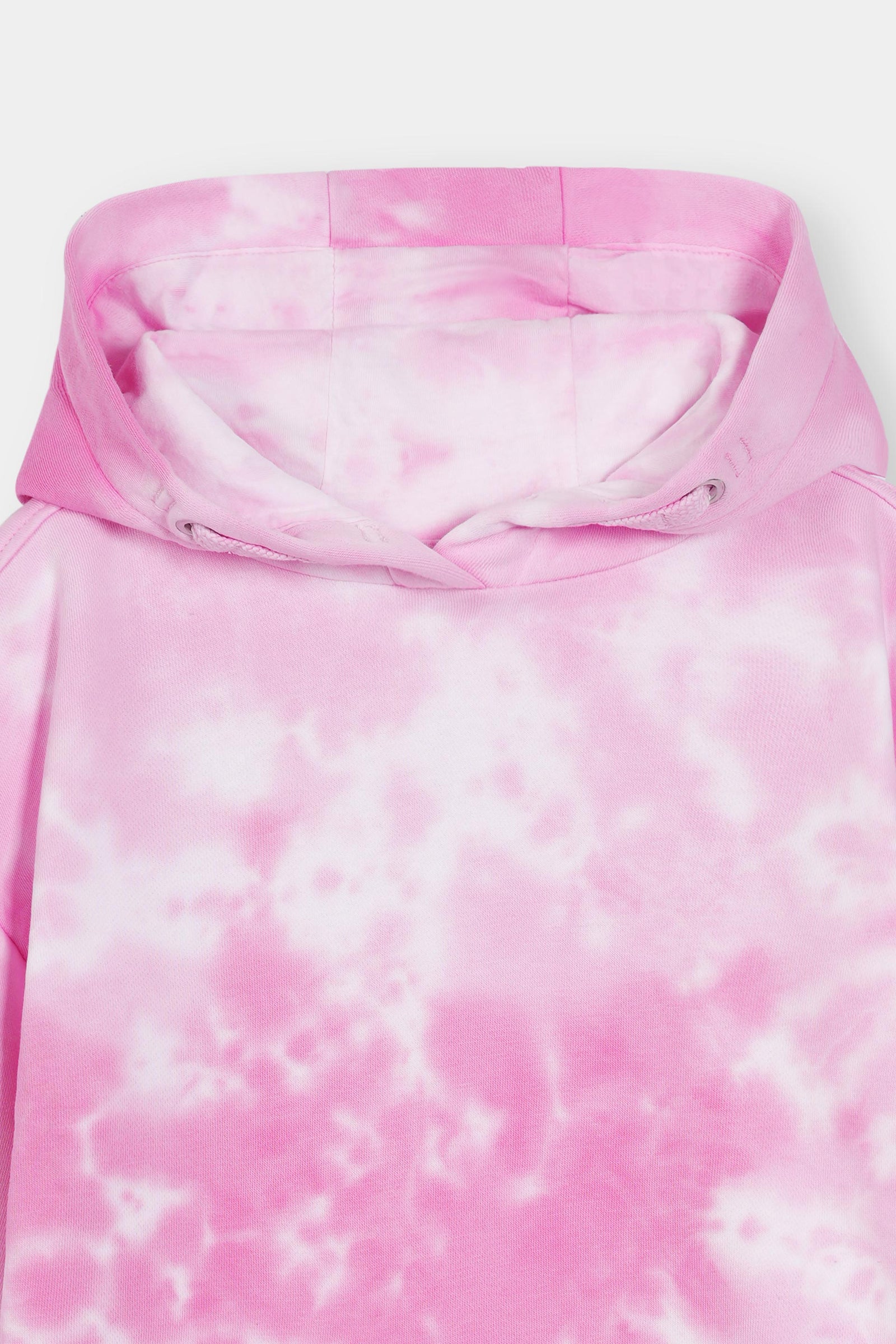 Pink Tie-Dye Hoodie – Pullover Style with Front Kangaroo Pocket For Girls DROP SHOULDER