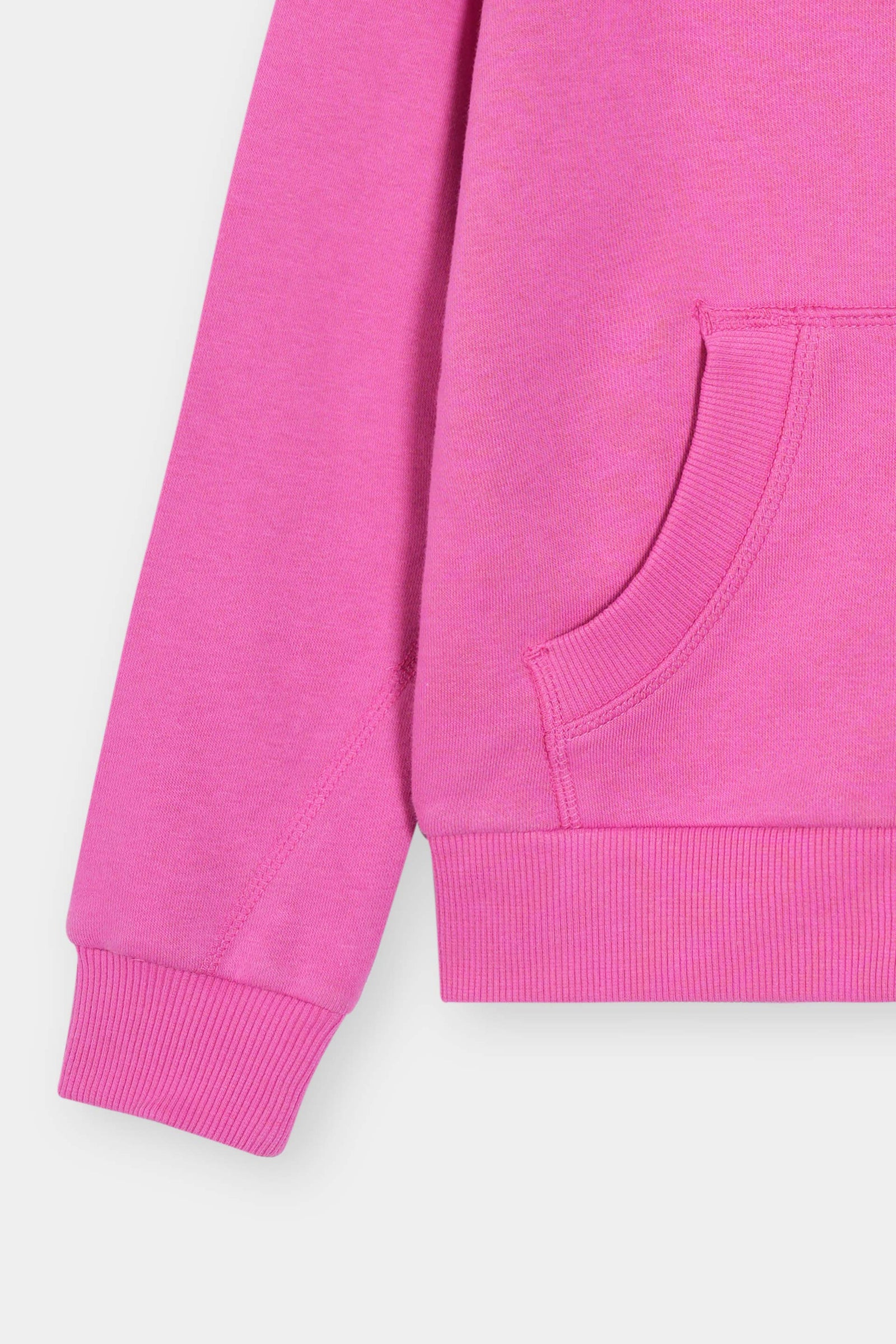 Bright Pink Full-Zip Hoodie with Kangaroo Pockets For girls