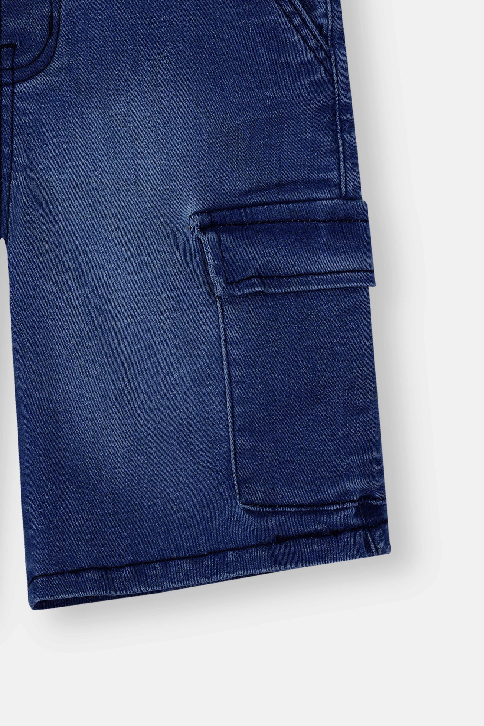 6 Pockets Denim Cargo Shorts Dark Blue