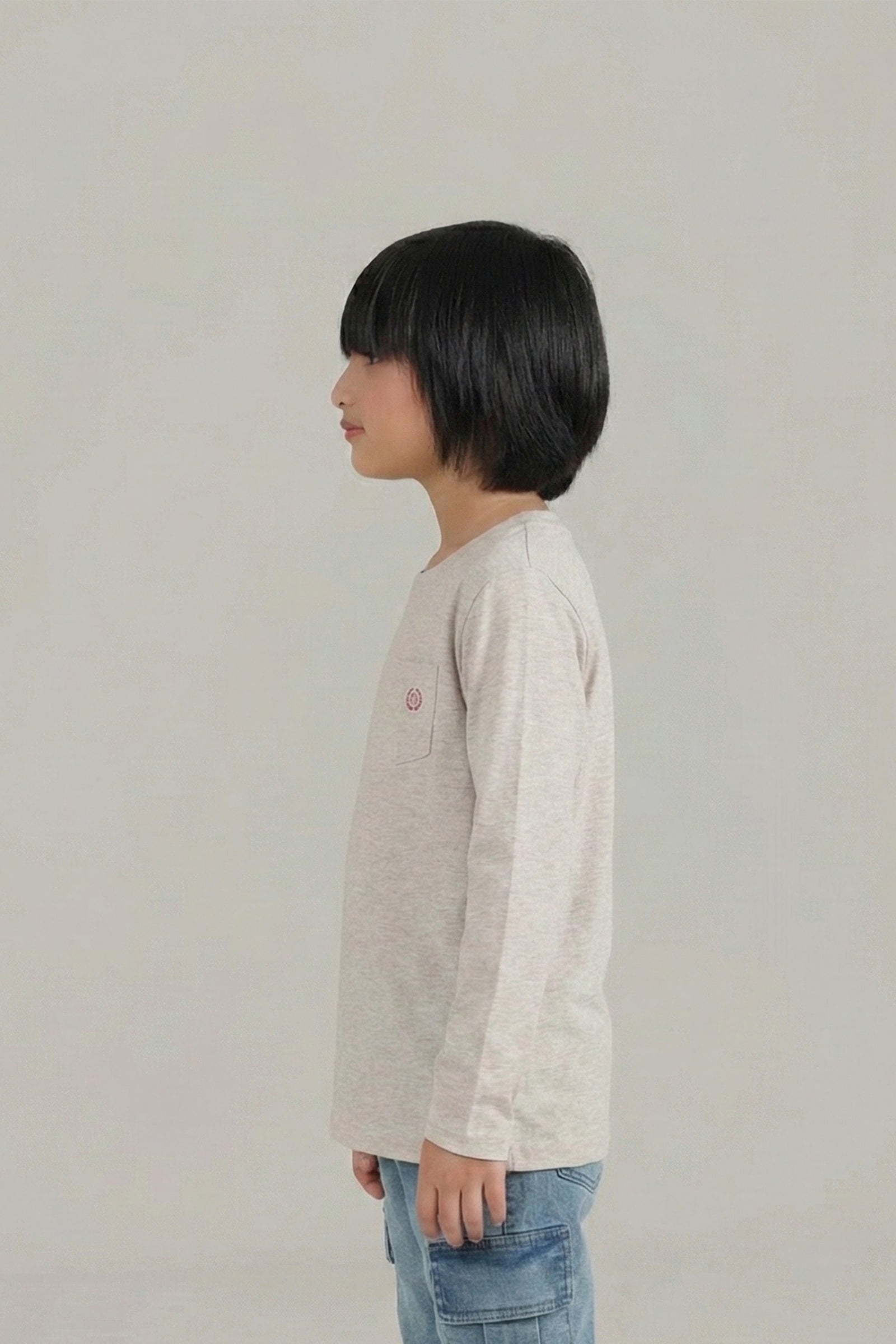Casual Cotton-Blend Long Sleeve T-Shirt – Light Grey