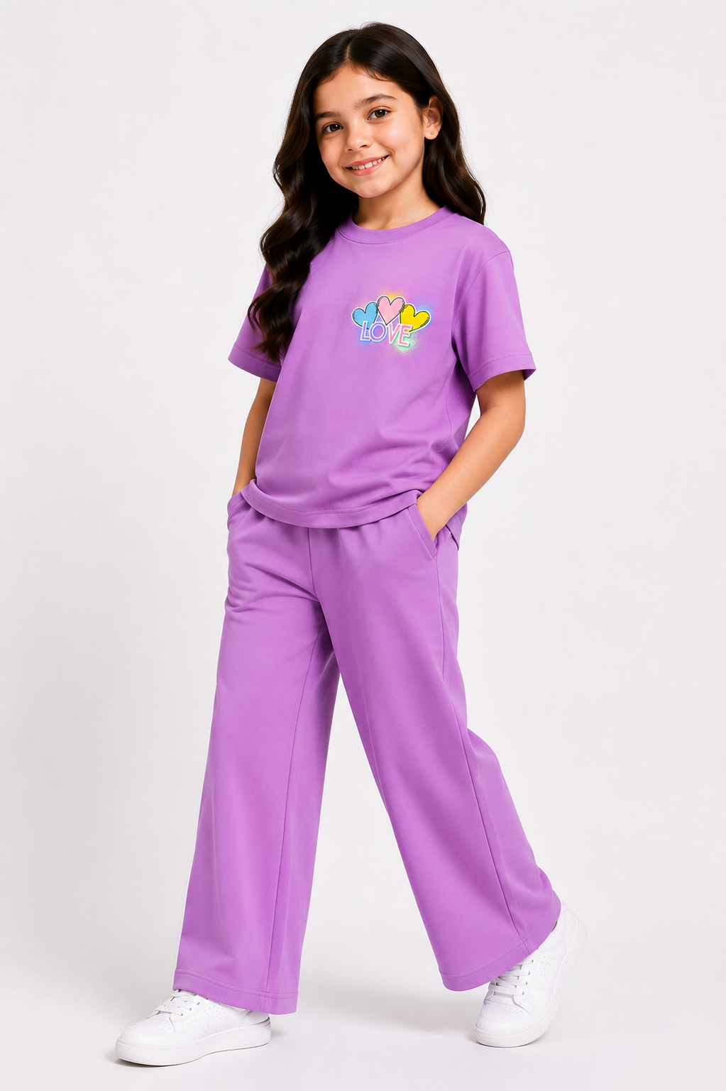 Girls’ LOVE Heart Lavender Co-Ord Set