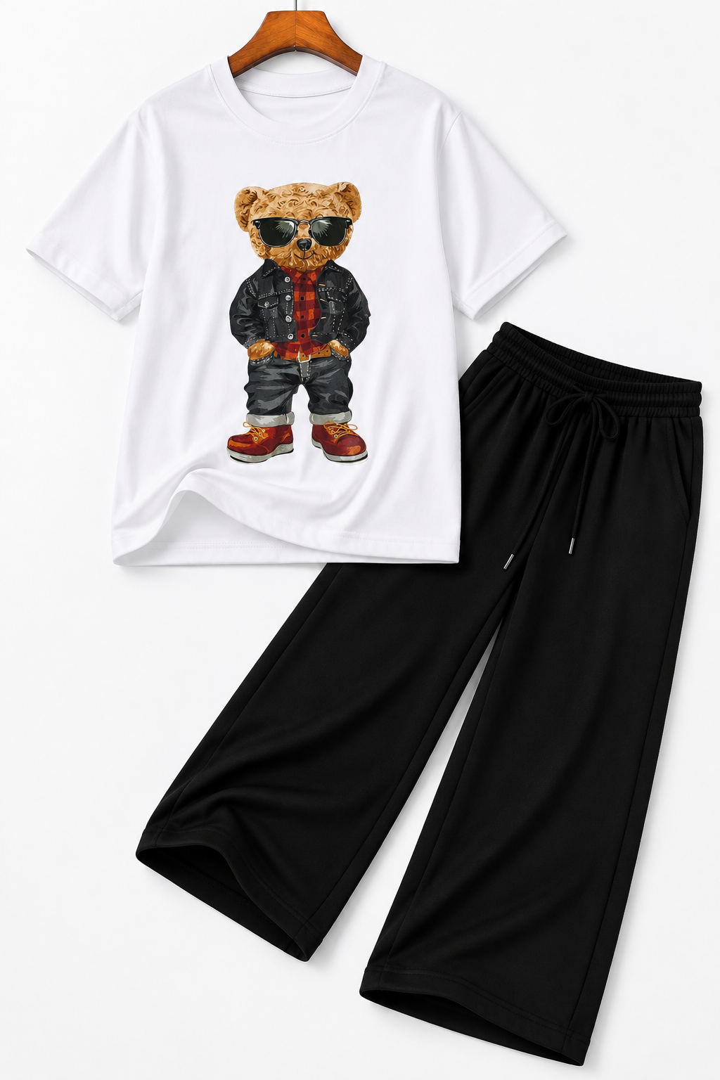 White Teddy Bear Graphic Co-Ord Set