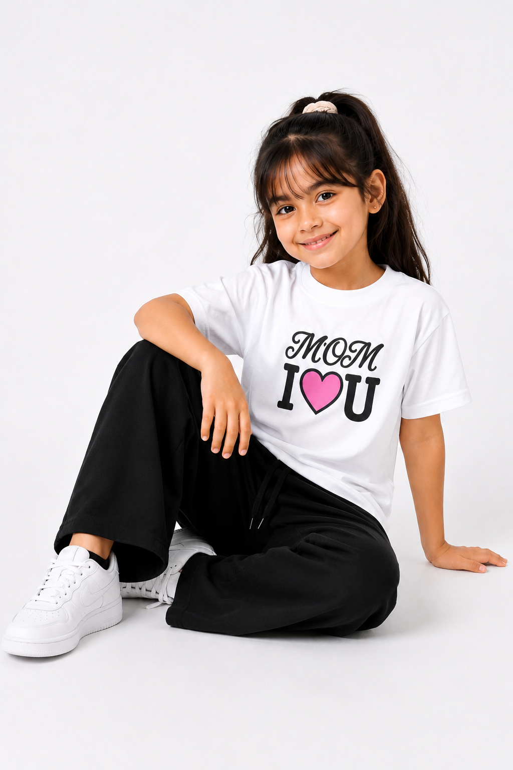 Mom I Love You White & Black Co-Ord Set