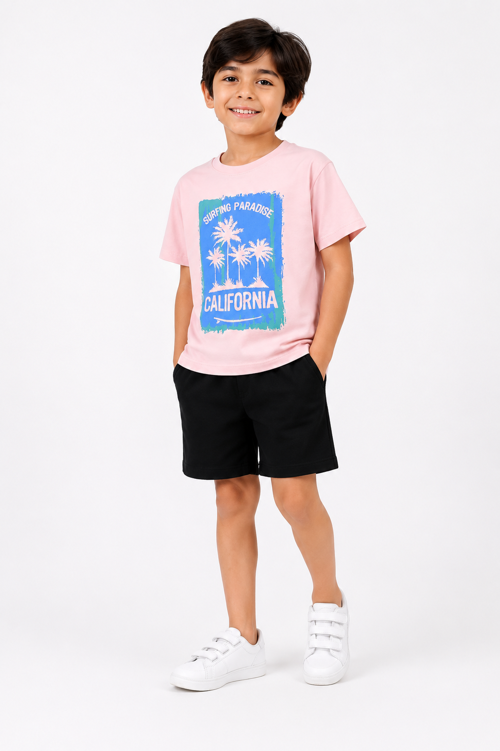 California Surfing Paradise T-Shirt with Black Shorts Set