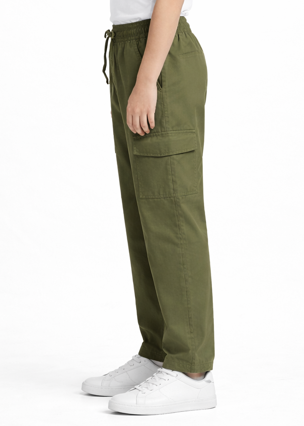 Kids Olive Green Cargo Trouser