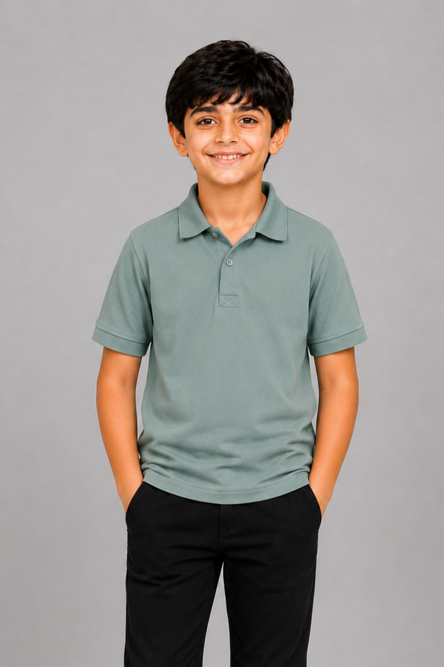 Kids Sage Green Polo Shirt – Smart Casual Everyday Wear