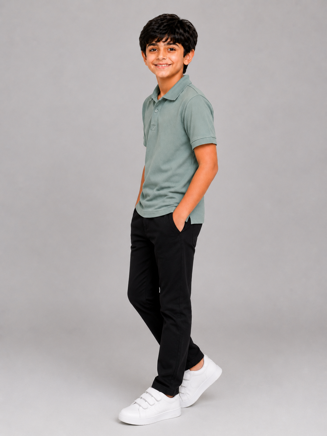 Kids Sage Green Polo Shirt – Smart Casual Everyday Wear