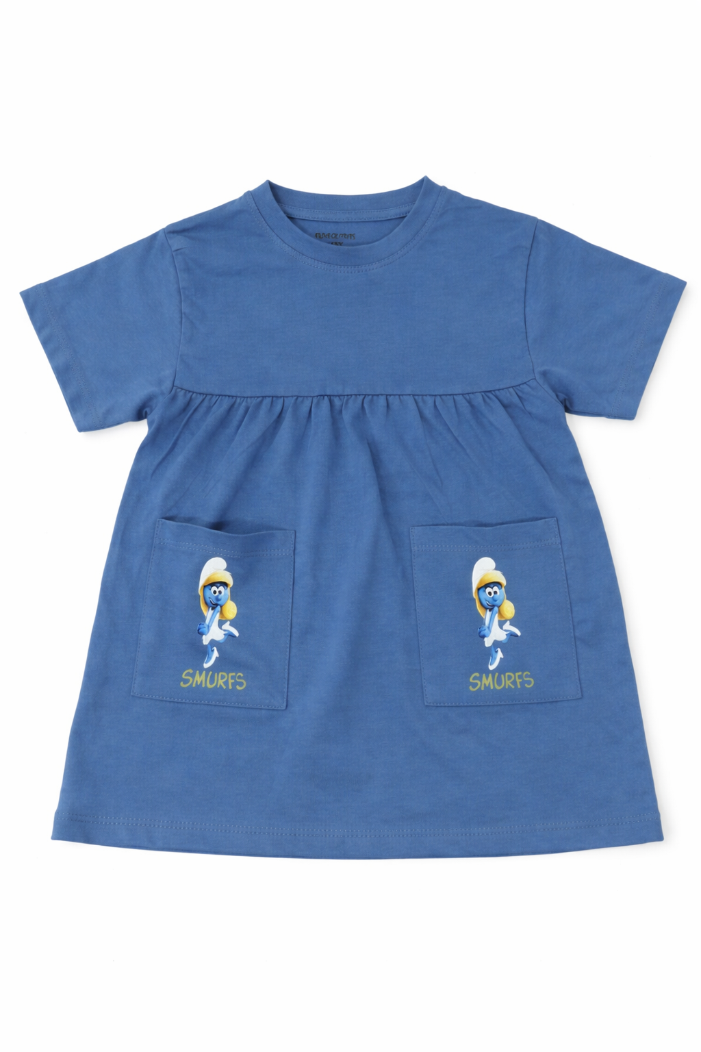Girls Sky Blue Smurfs Pocket Dress