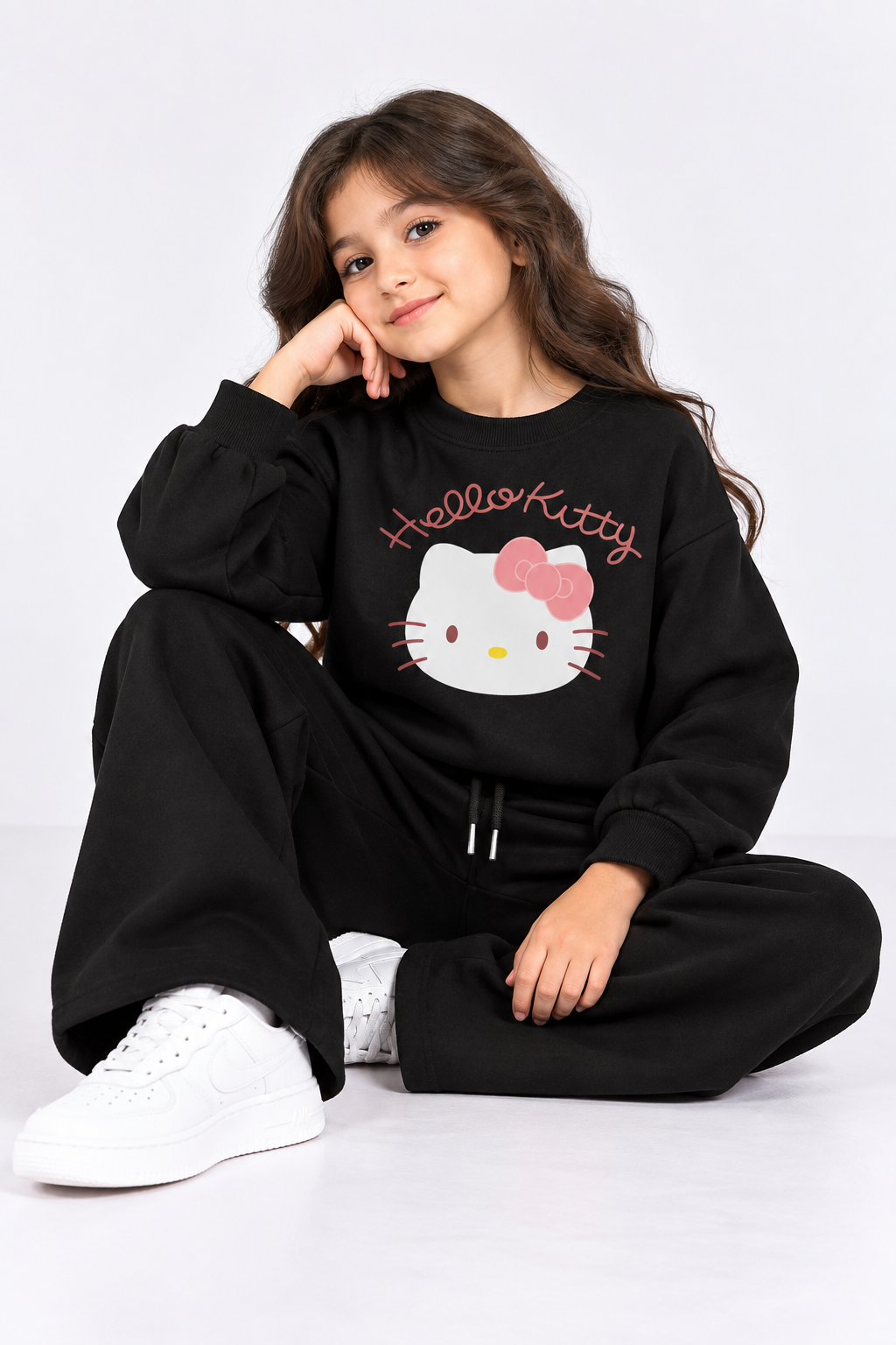 Black Hello Kitty Fleece Co-Ord Set for Girls