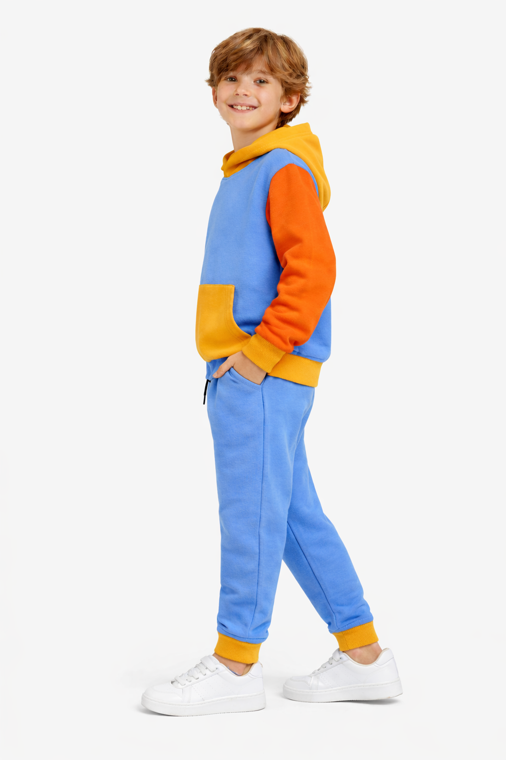 Kids Color block Hoodie & Jogger Fleece Set