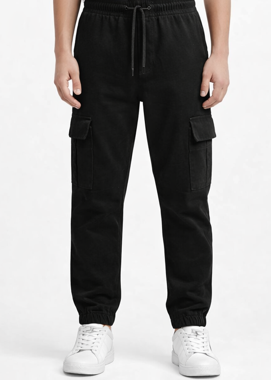 Kids Black Cargo Jogger Trouser