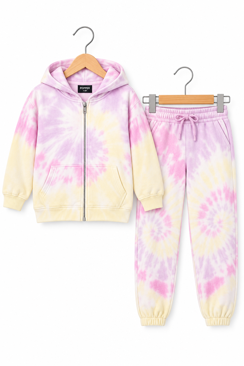 Pastel Tie-Dye Cozy Hoodie and Jogger Set For Girls
