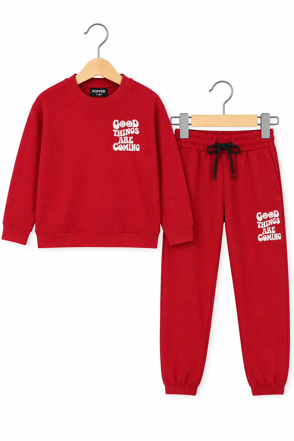 Good Things Are Coming: Cozy Red Sweatshirt and Jogger Set