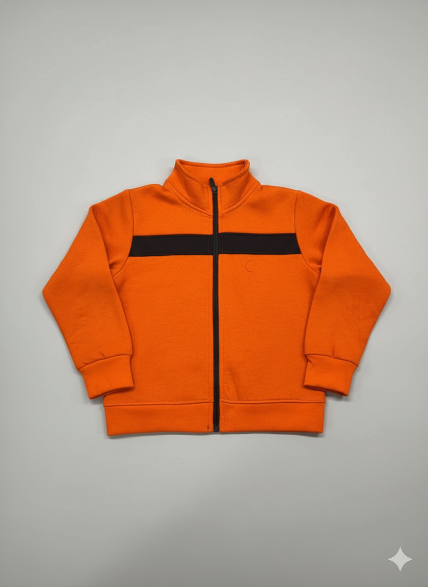 Kids' Go-Fast Tracksuit: Orange & Black