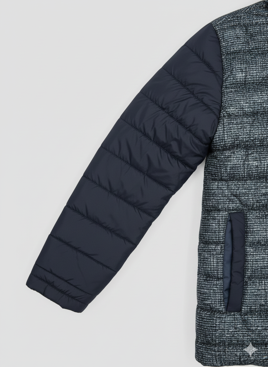 Kid's Contrast Quilted & Heathered Puffer Jacket with Hood